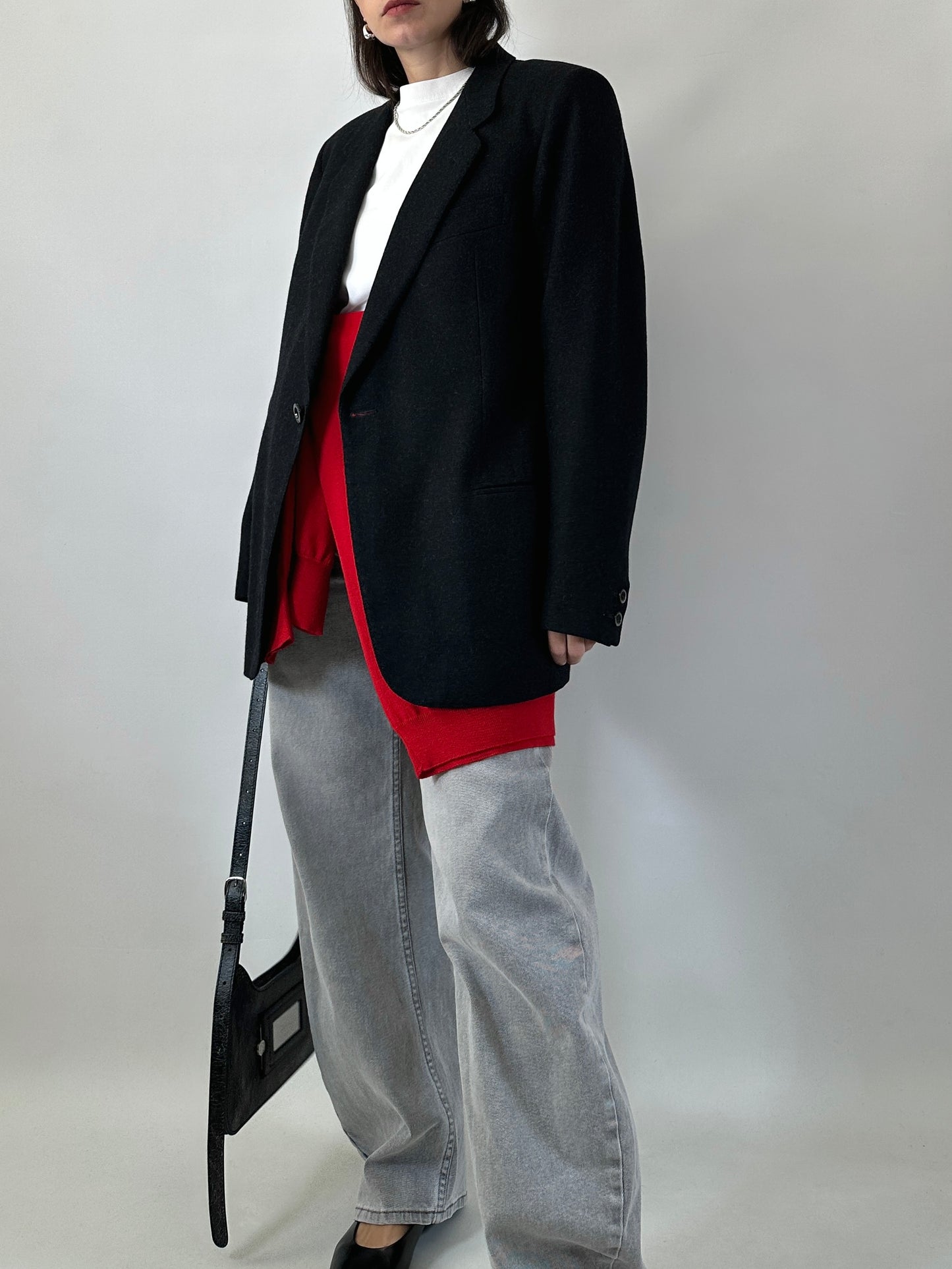 Vintage wool one-button blazer