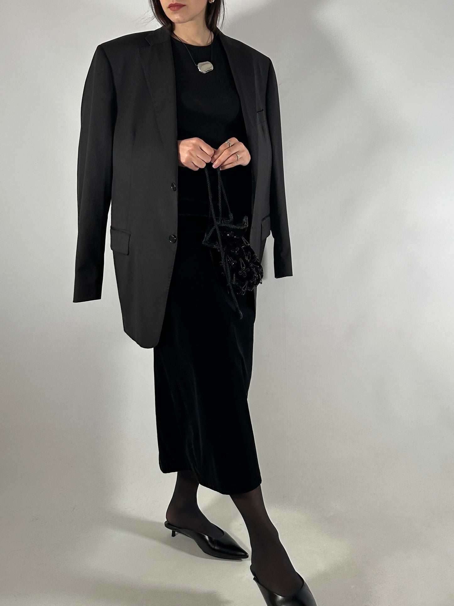 Long Velvet Skirt with Back Slit
