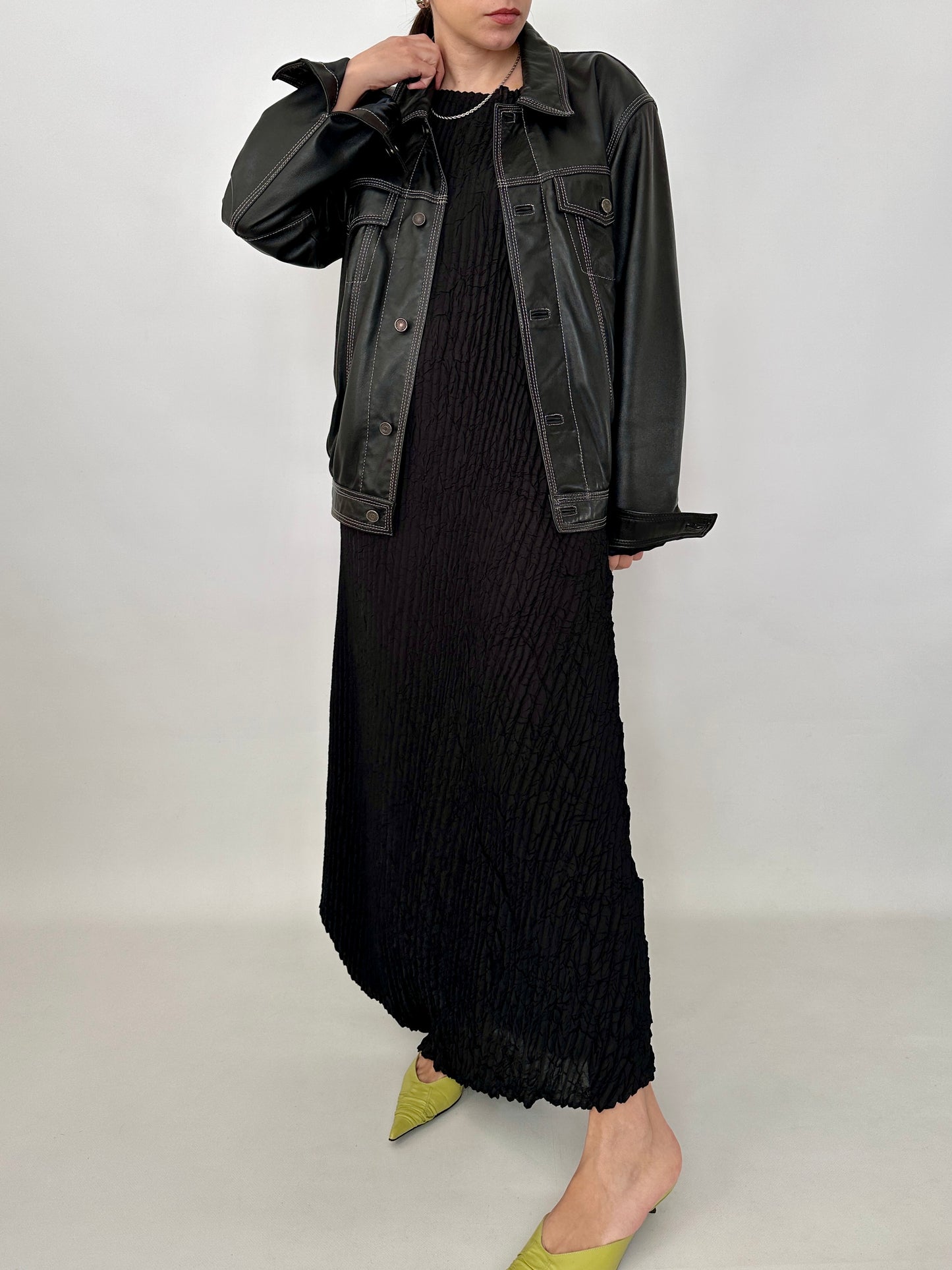 Soft leather trucker jacket