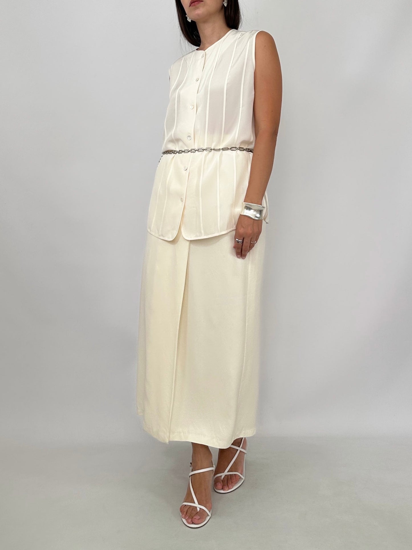 Vintage Pleated Silk Shell Top