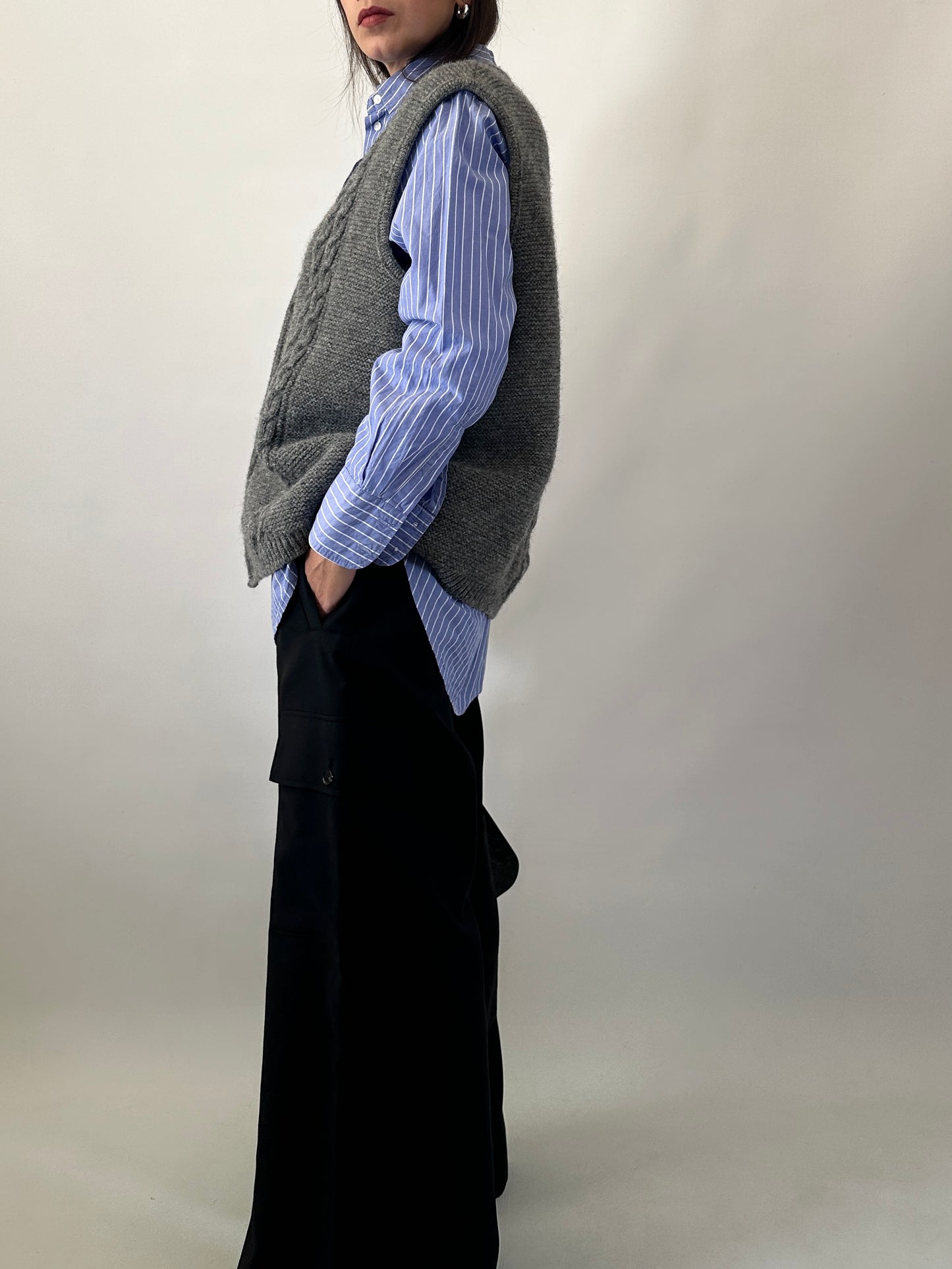 Chunky button-front knit vest