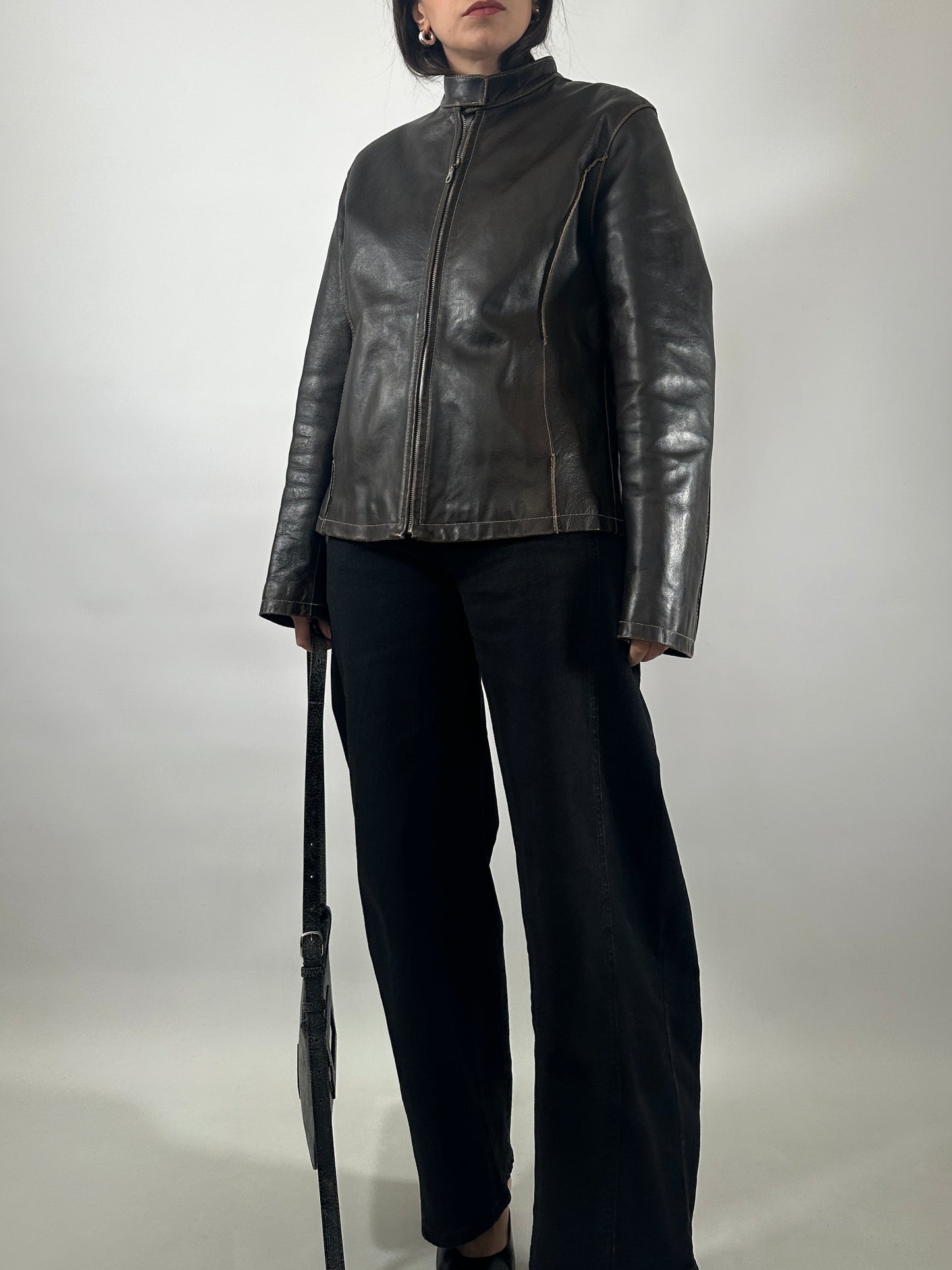 Vintage Leather Café Racer Jacket