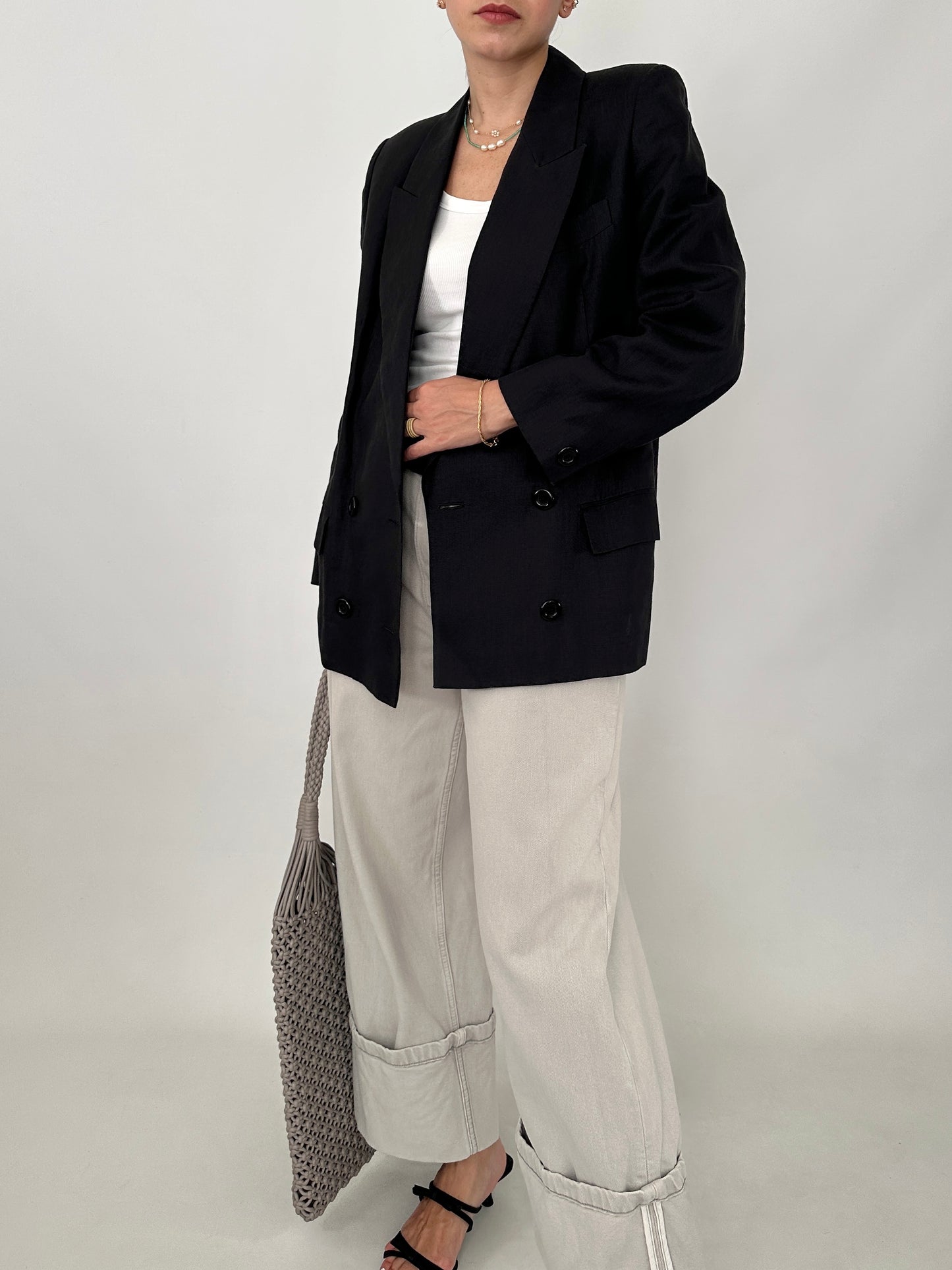 Timeless grey linen blazer