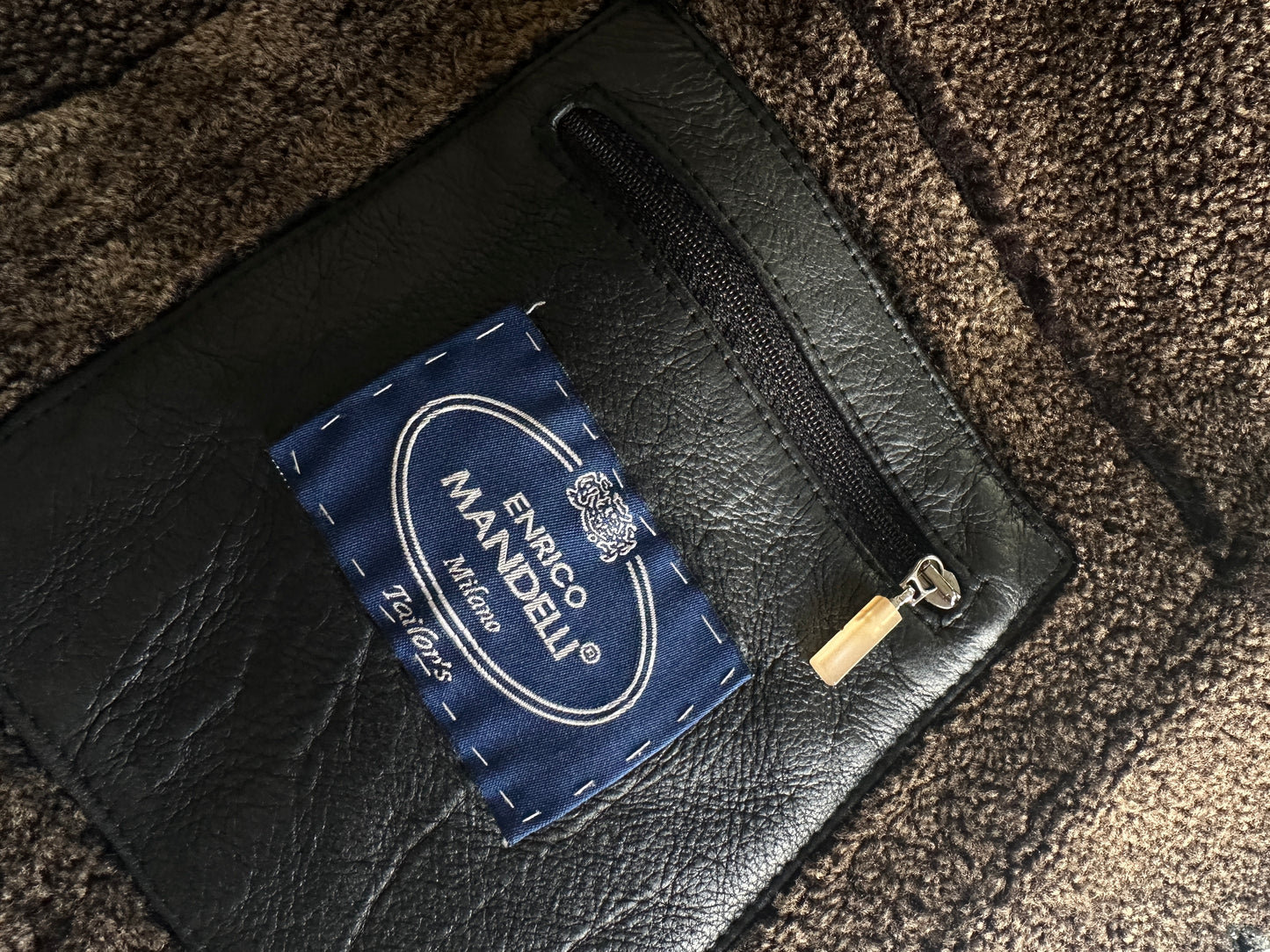 Authentic vintage shearling coat in black and brown