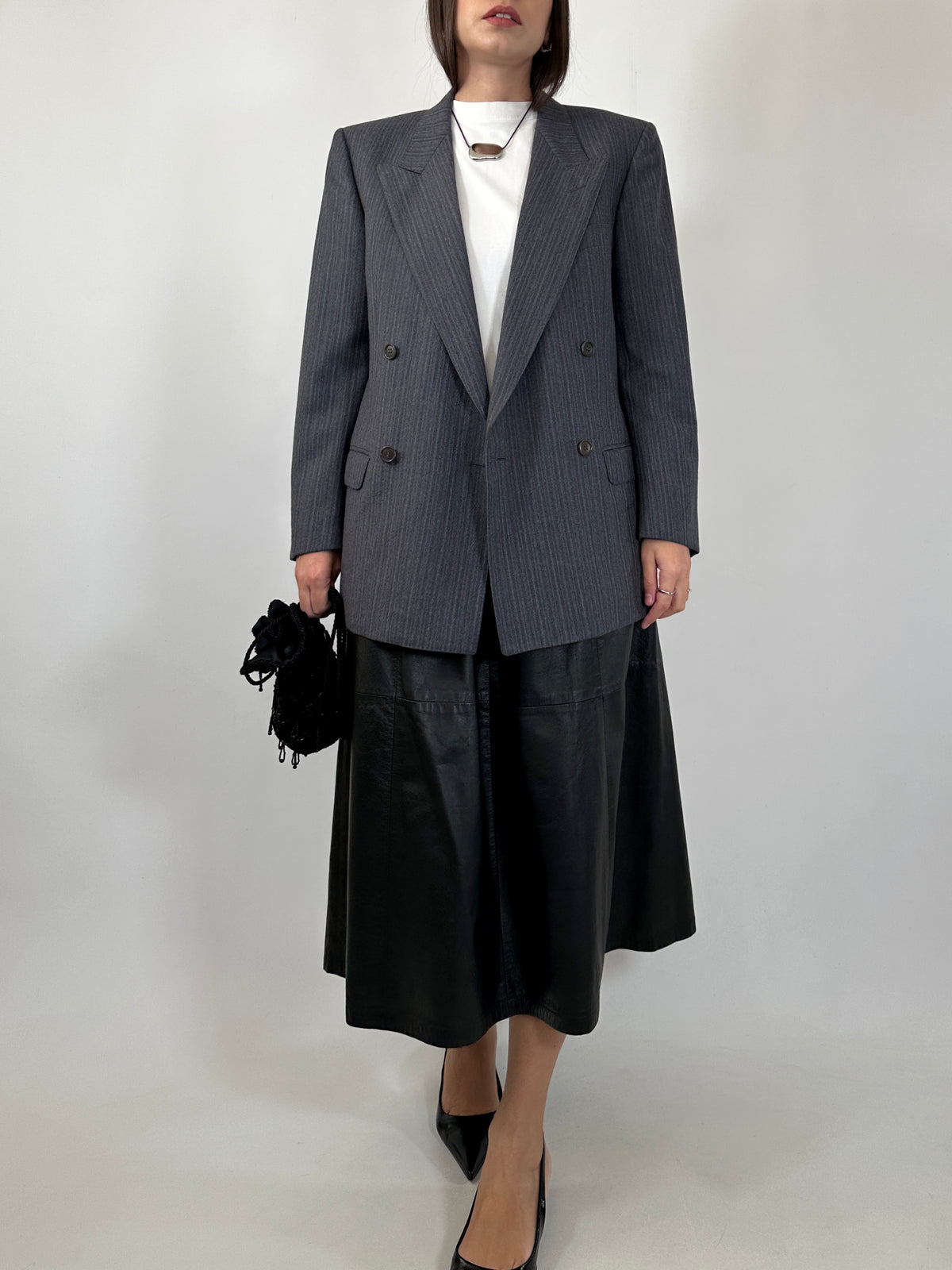 Vintage Grey Tailored Wool Blazer