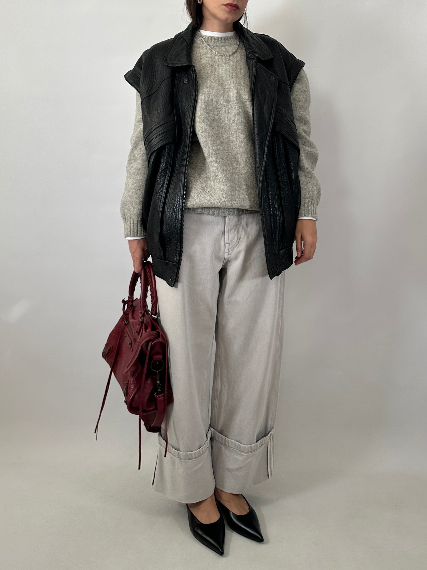 Chunky grey pure wool sweater