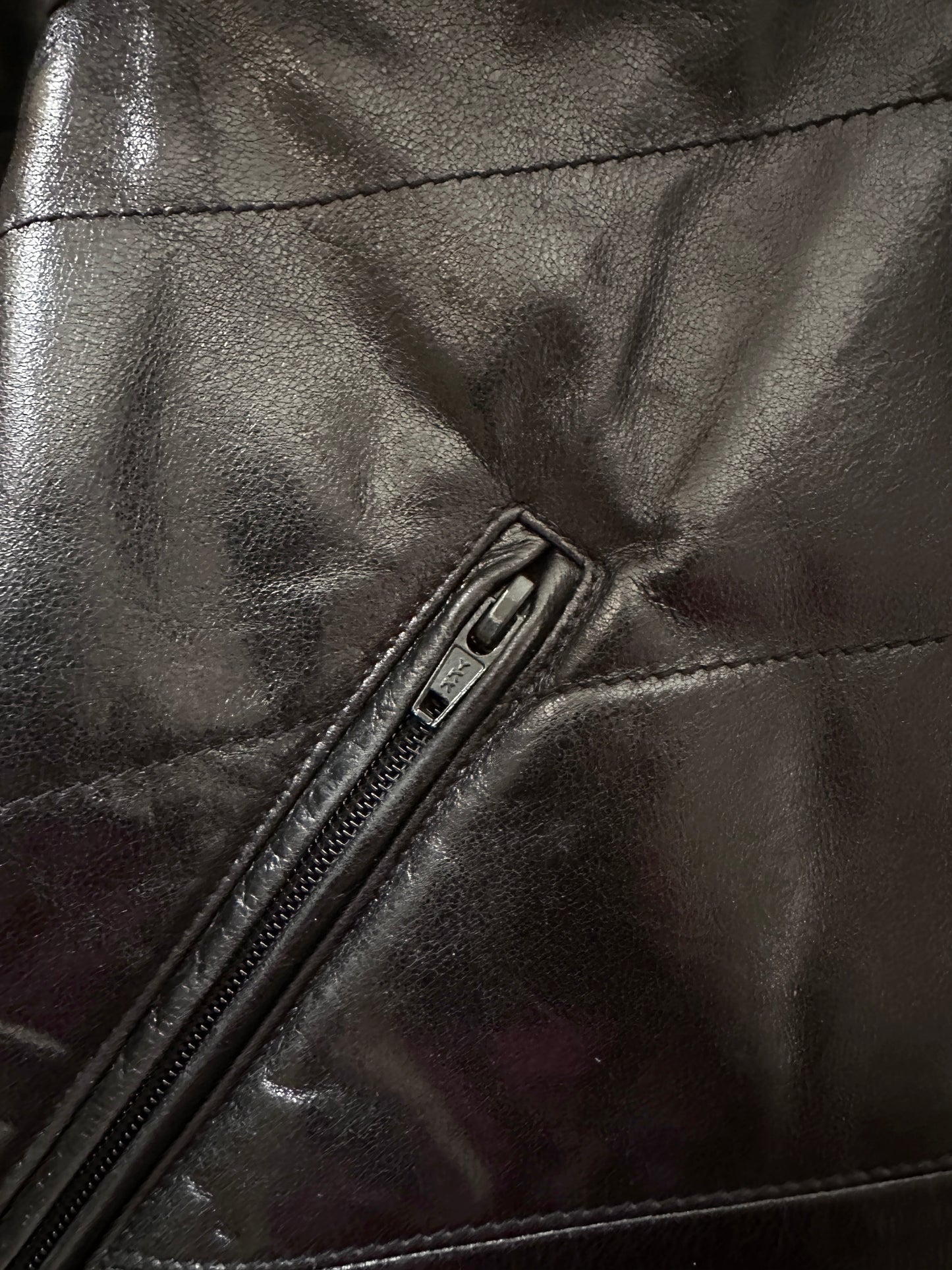 Quilted real leather jacket