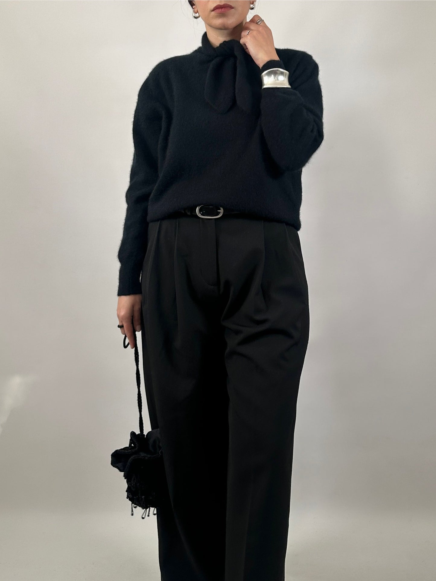 Soft Angora Bow Neck Sweater