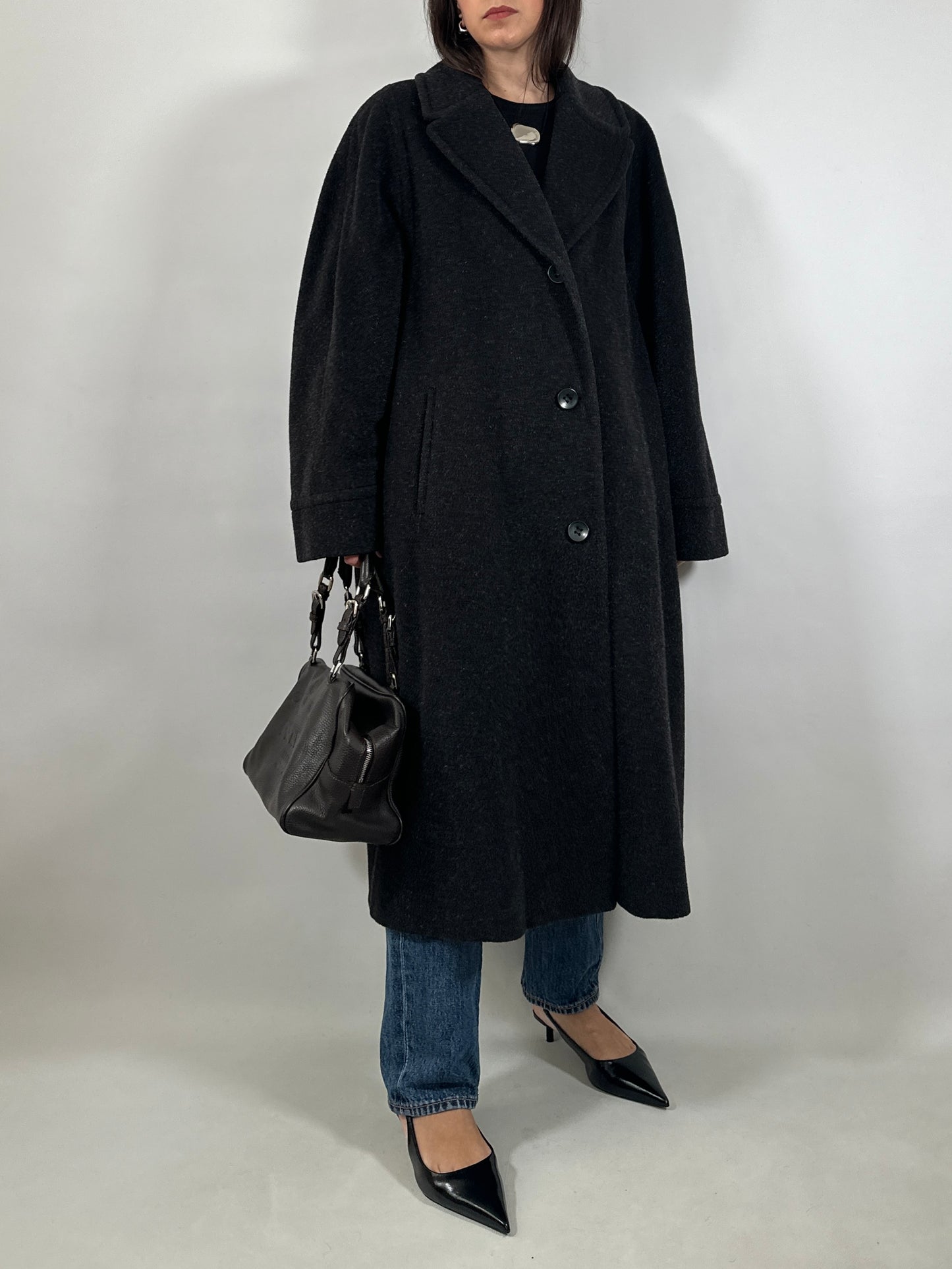 Grey Mohair Oversized Coat