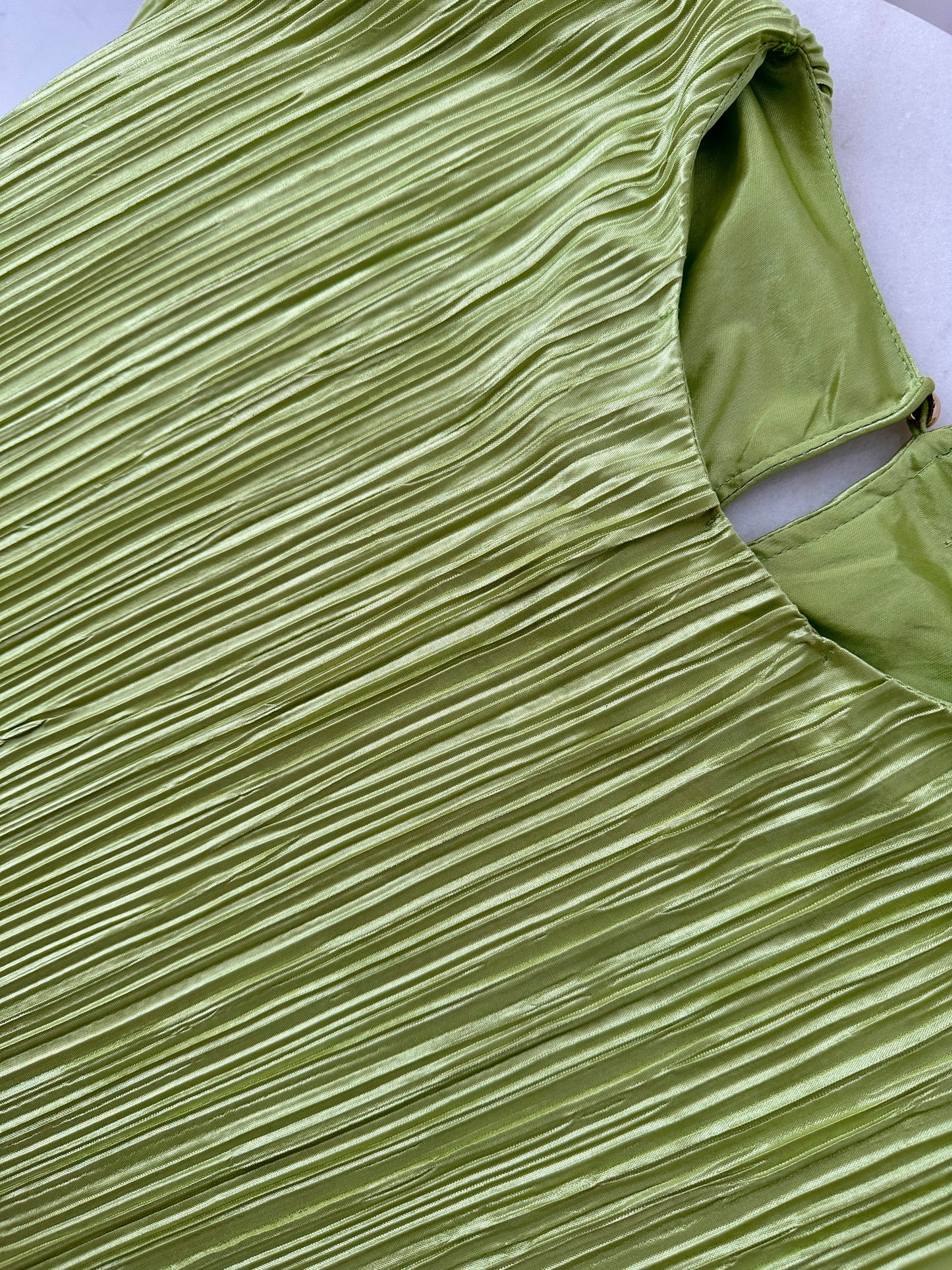 Lime green maxi pleated dress