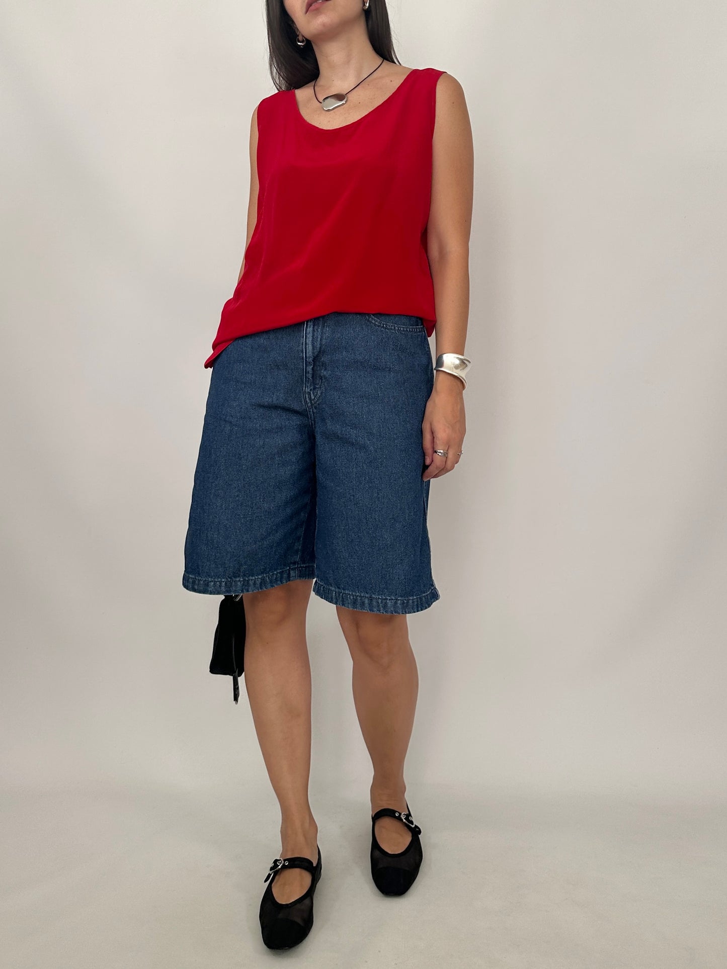 Vintage Red Silk Top