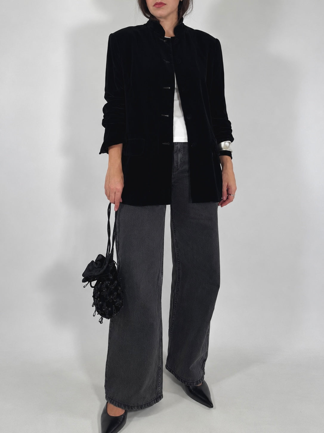 Vintage Velvet High Collar Jacket