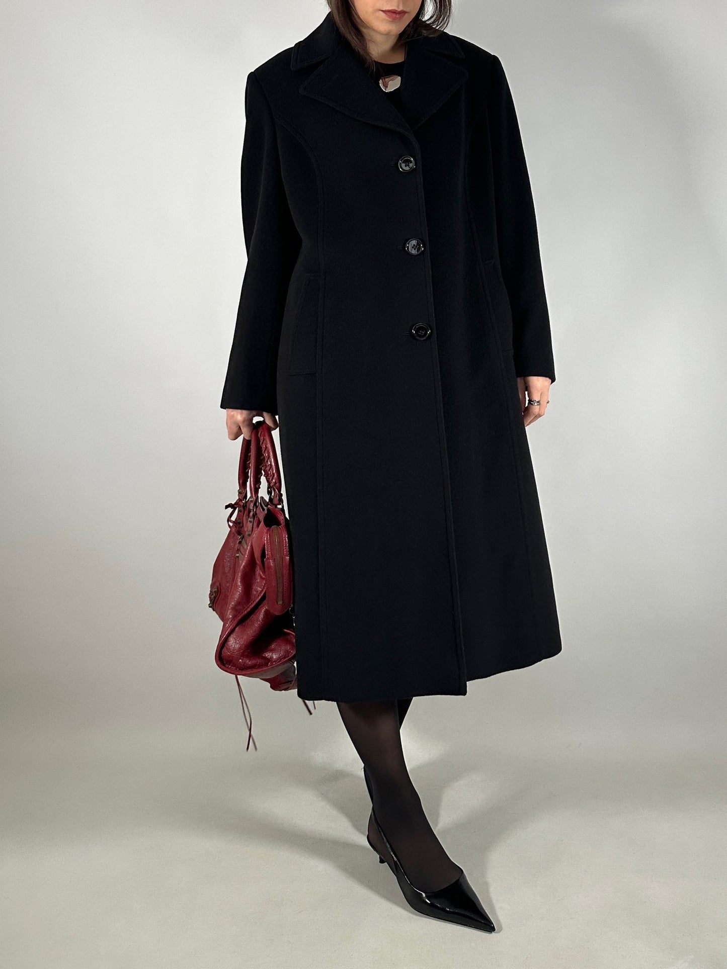 Vintage Classic Black Wool Coat