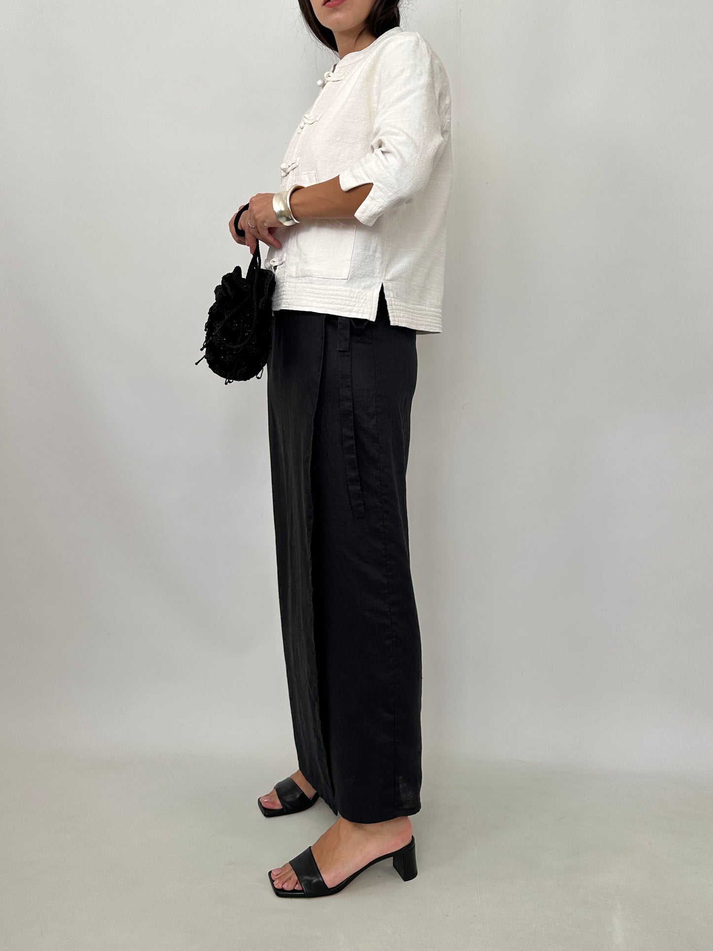 Essential Black Linen Wrap Skirt