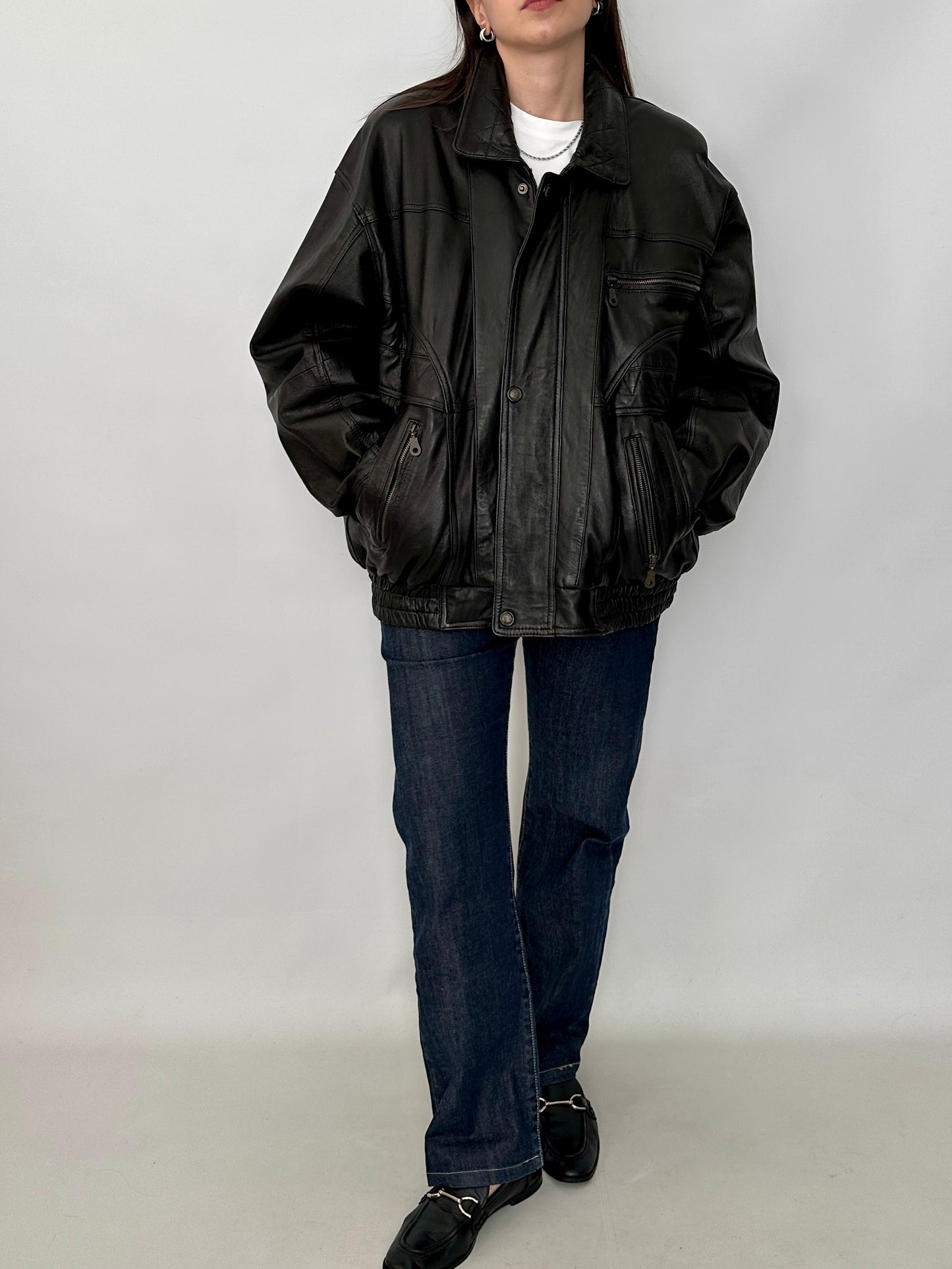 Vintage bomber jacket in lamb nappa