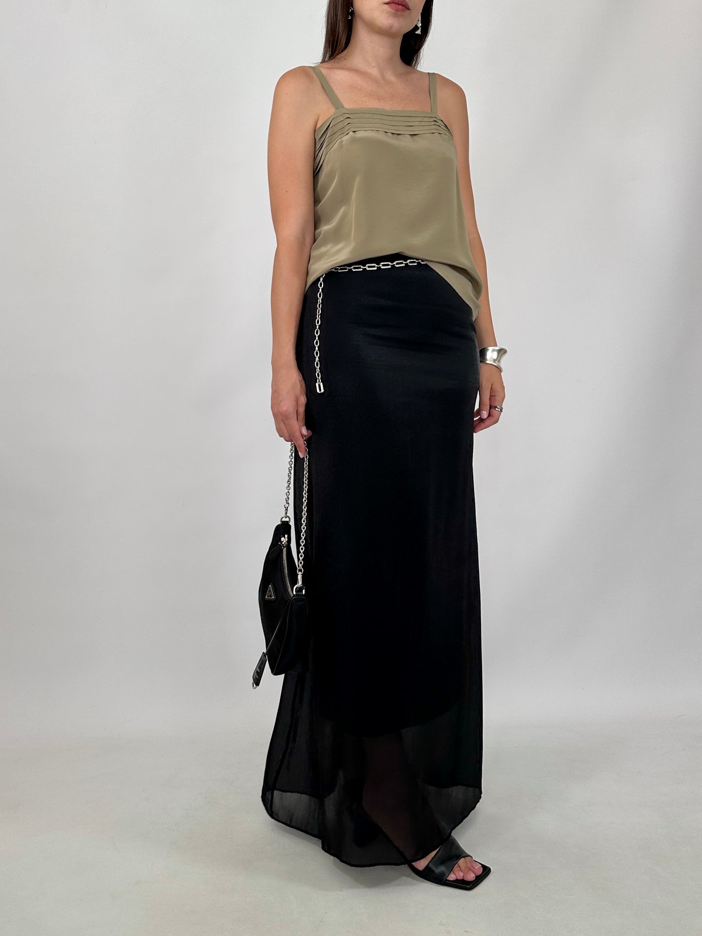 Vintage Back Button Silk Cami Top