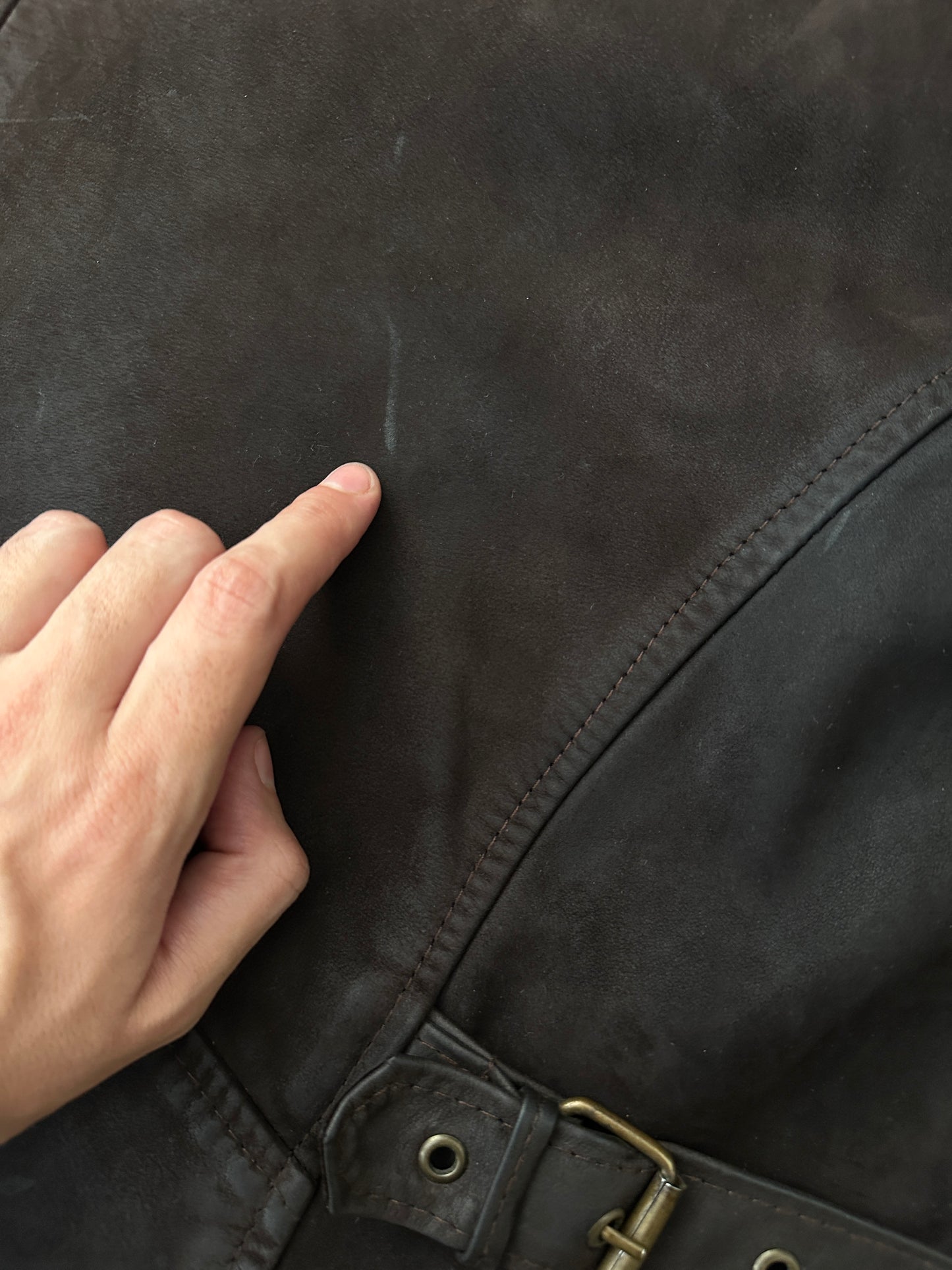 Nubuck leather car coat