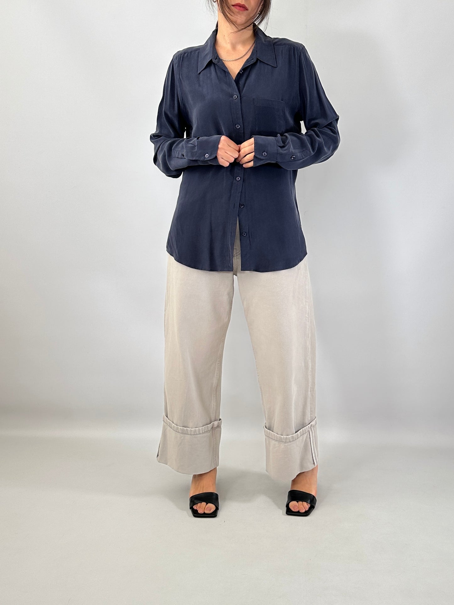 Essential washed silk blue shirt
