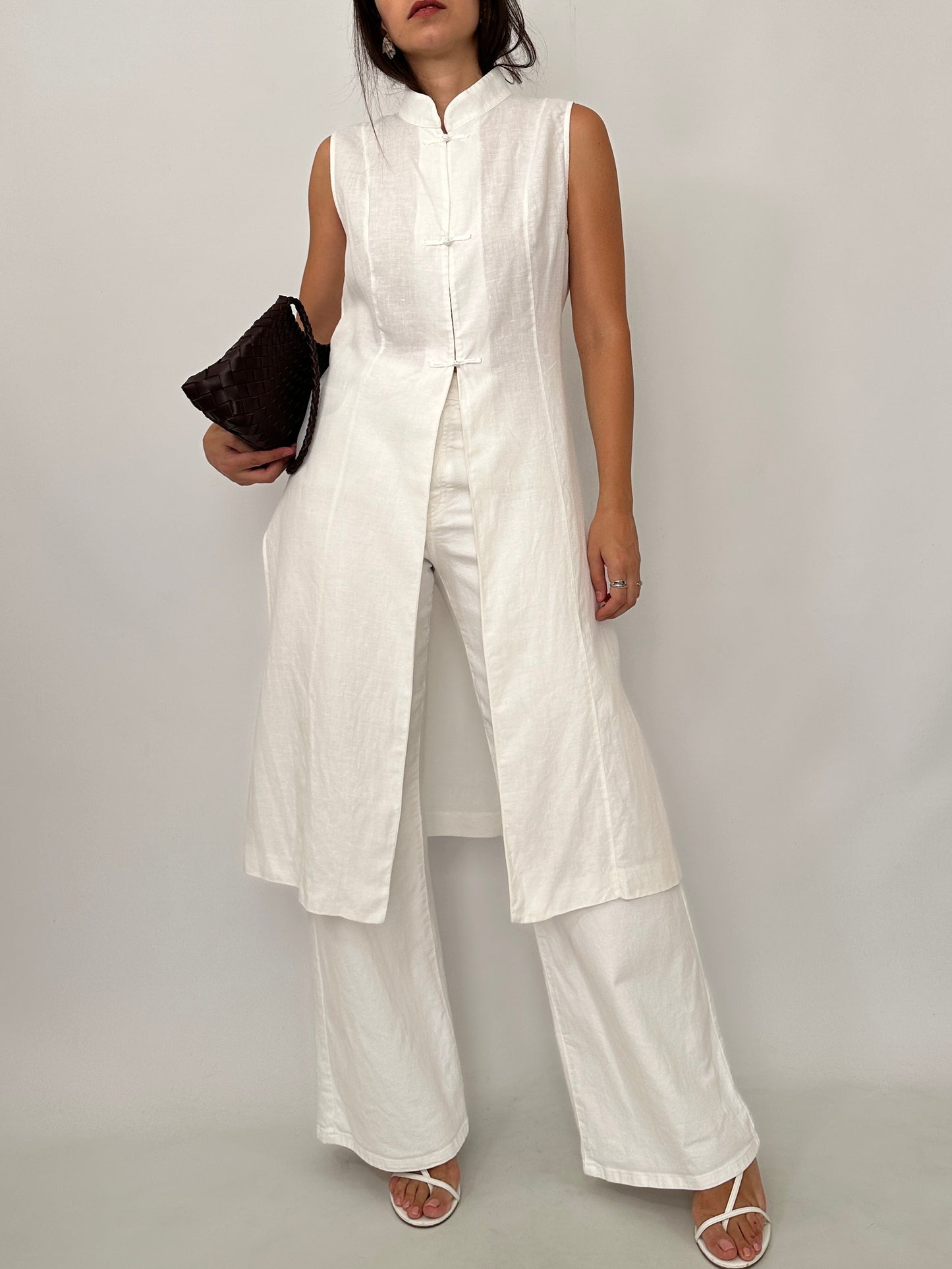 Linen Mandarin Long Vest