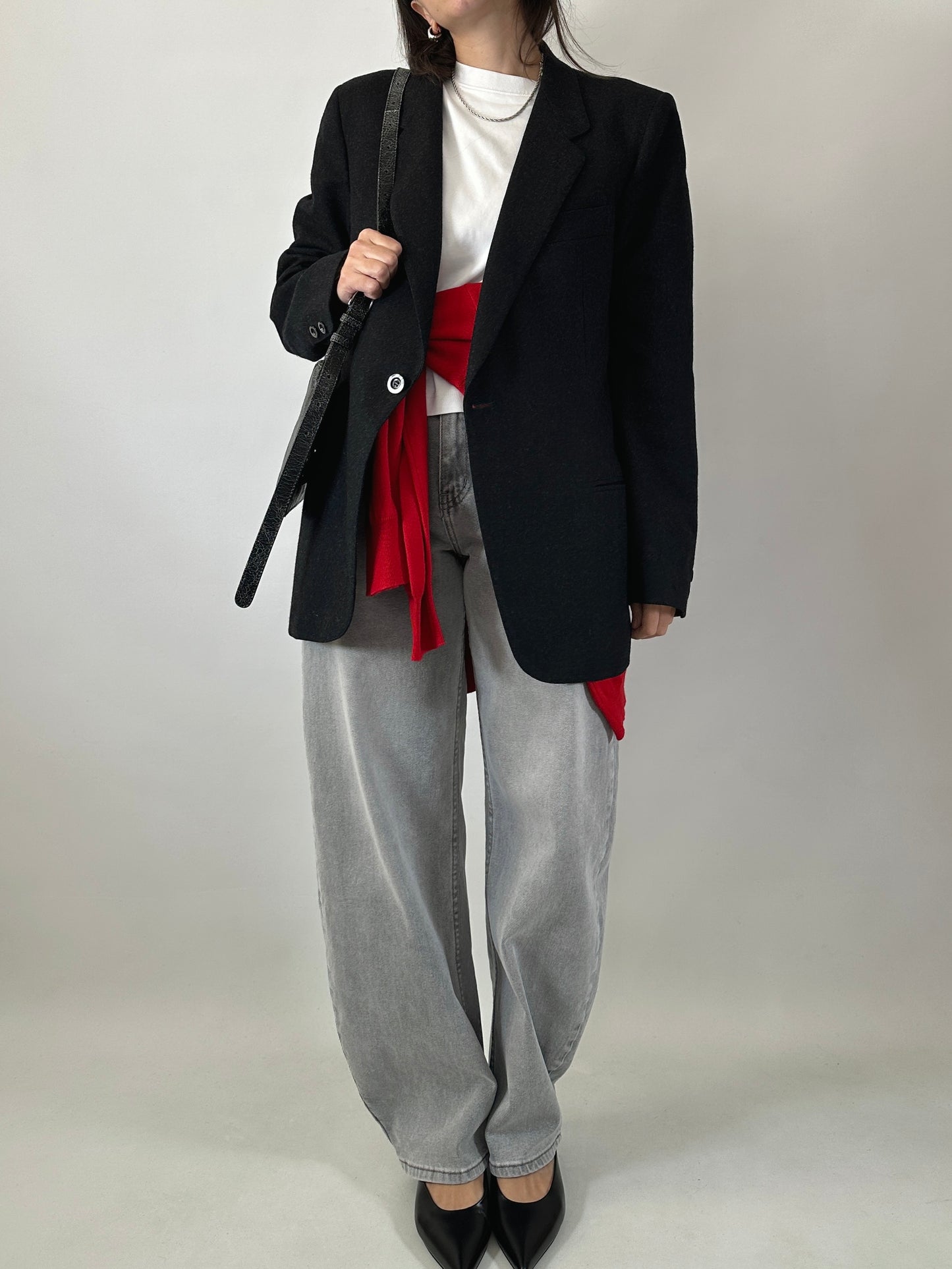 Vintage wool one-button blazer