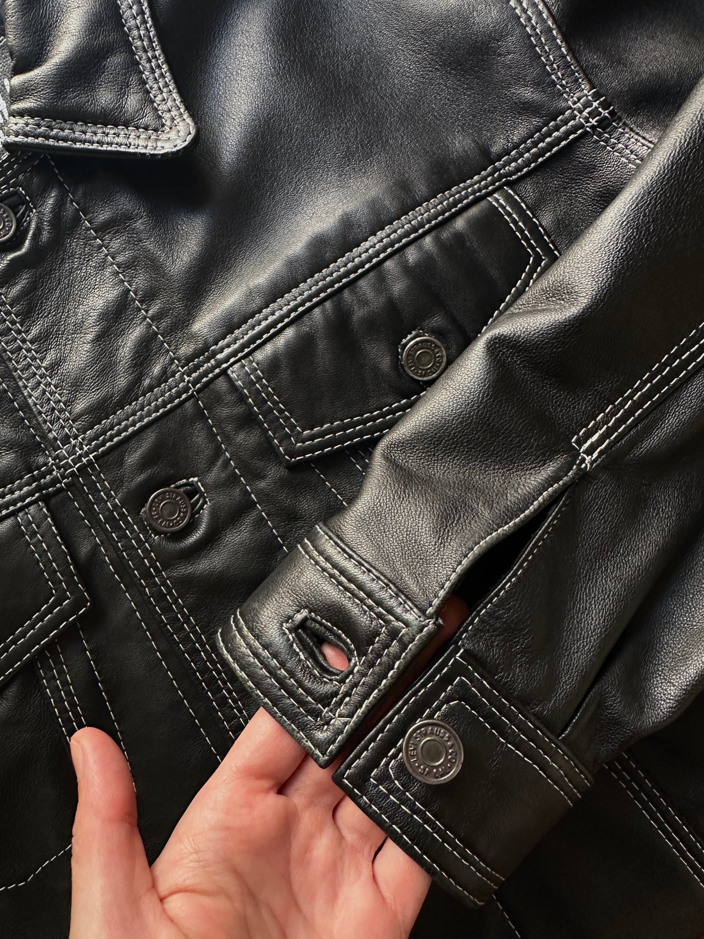 Soft leather trucker jacket