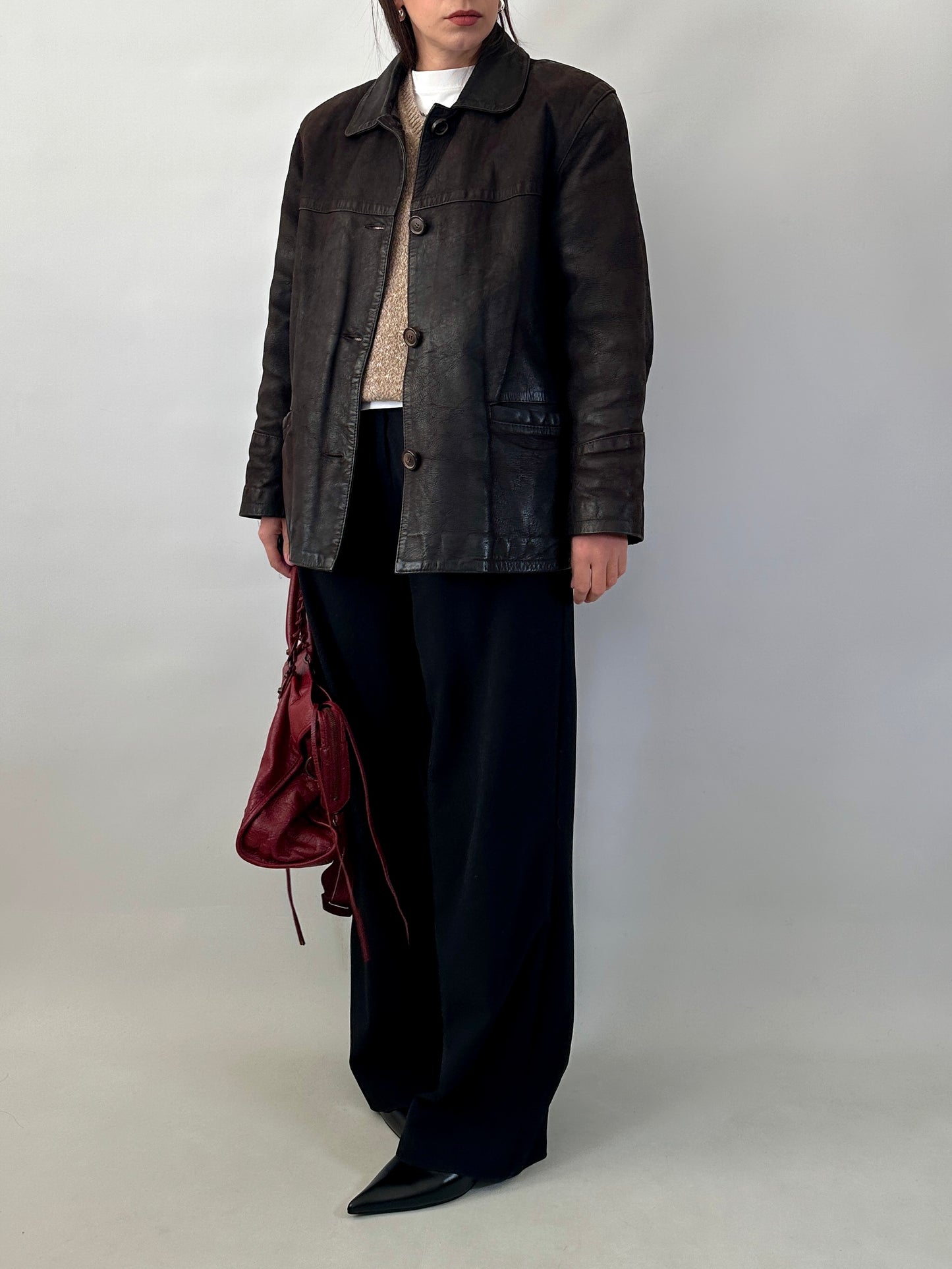 Nubuck leather car coat