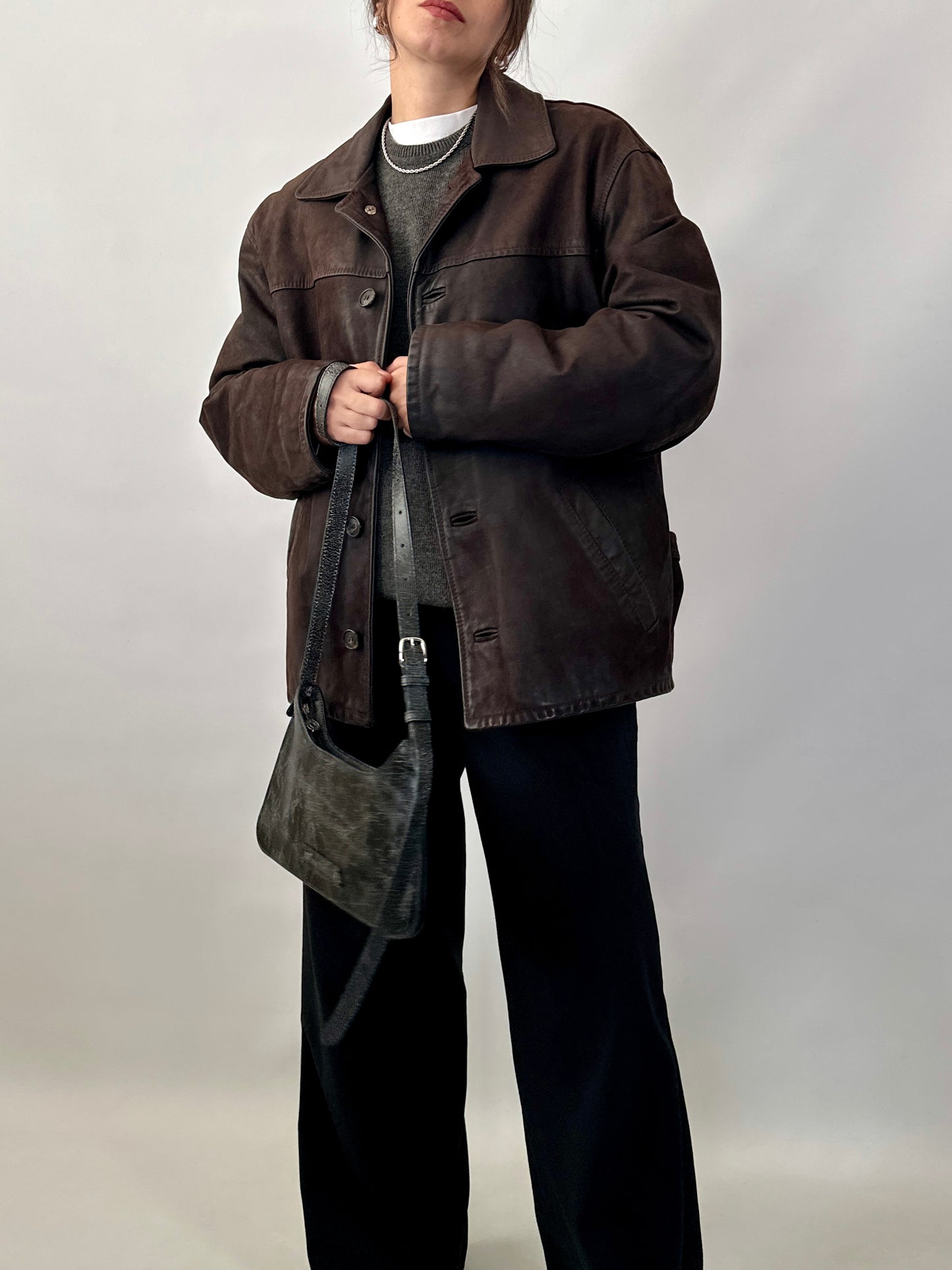 Nubuck leather car coat