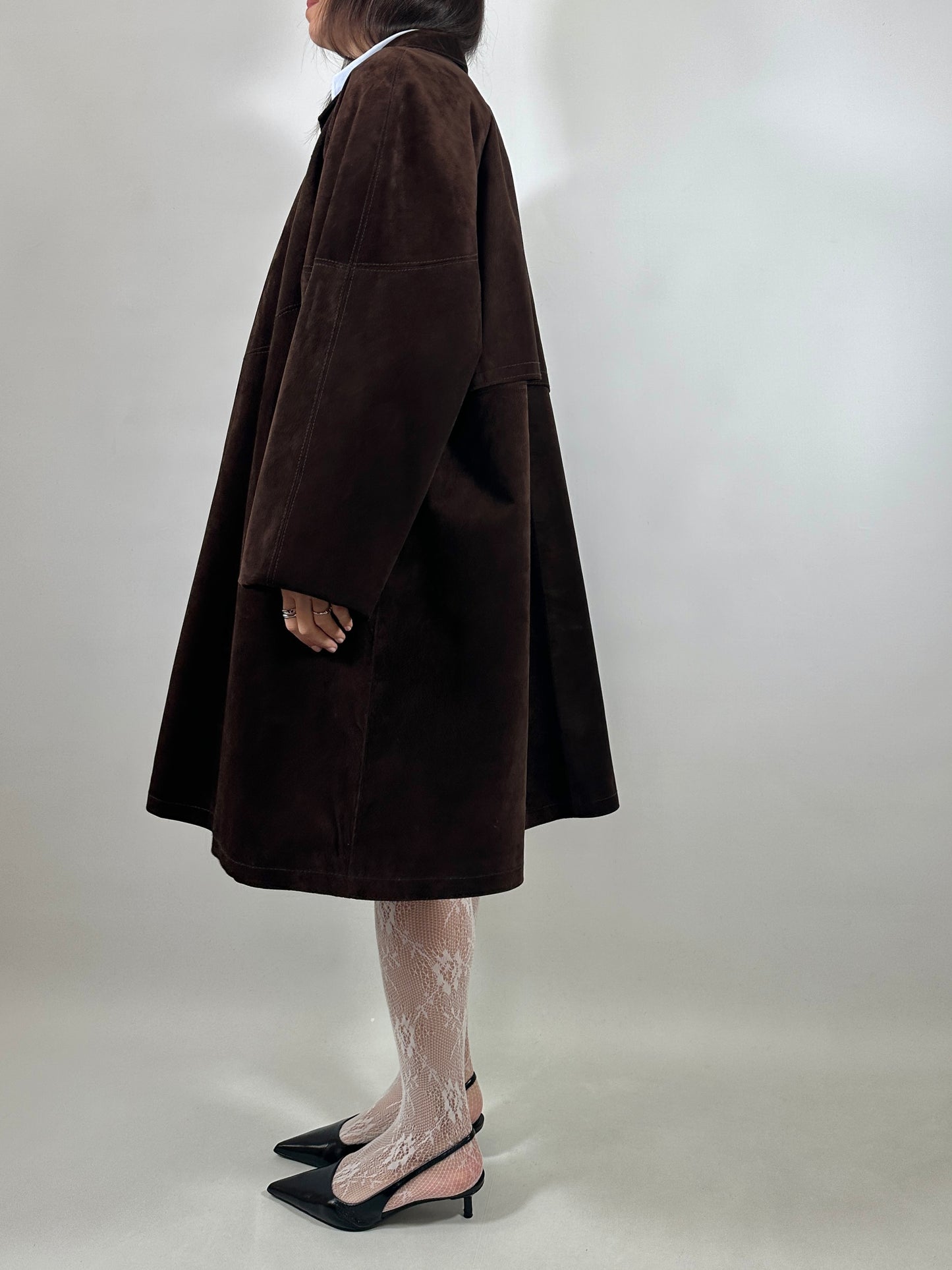Chocolate Brown Suede Coat