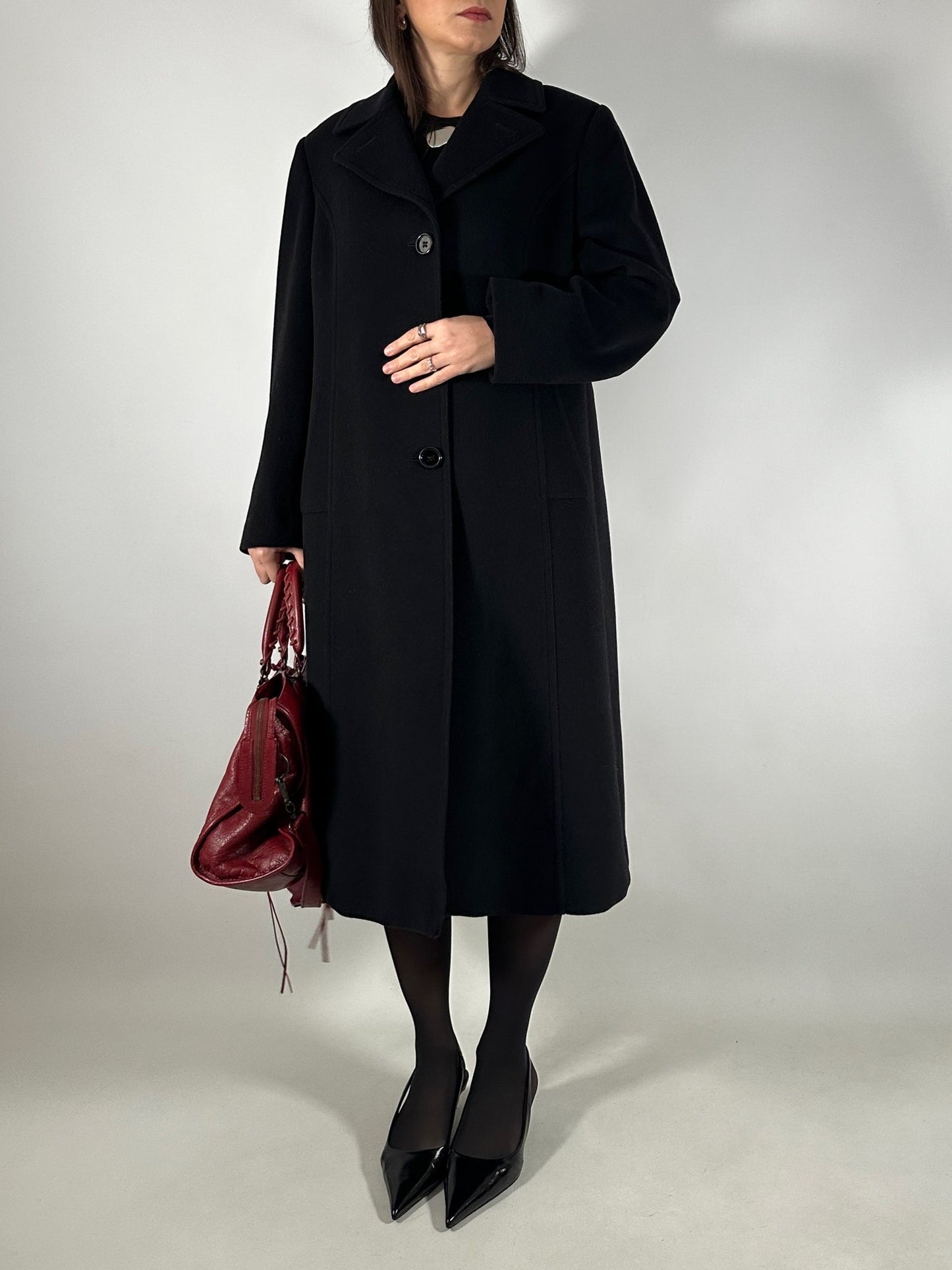 Vintage Classic Black Wool Coat