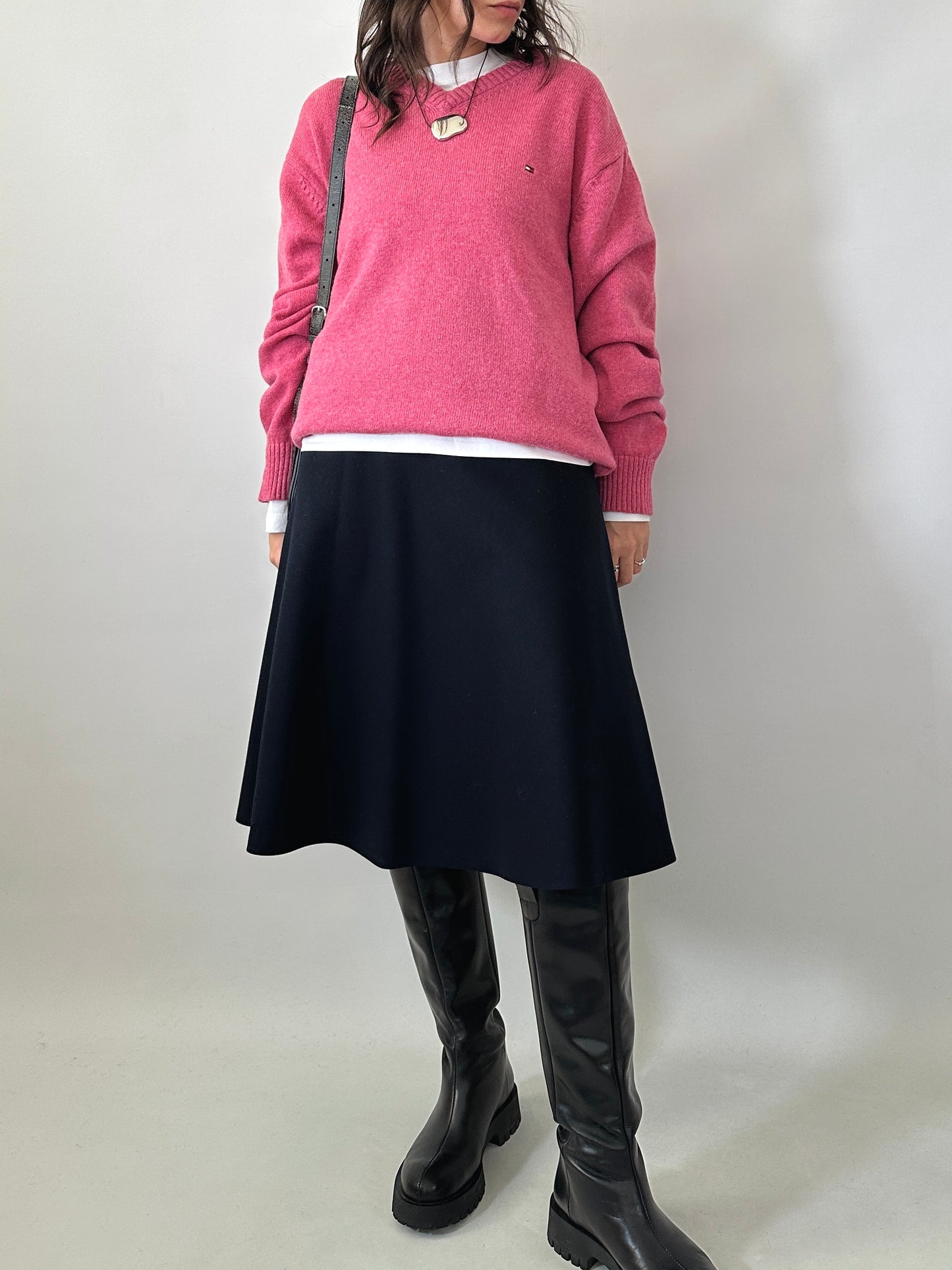 Vintage dark navy flared skirt