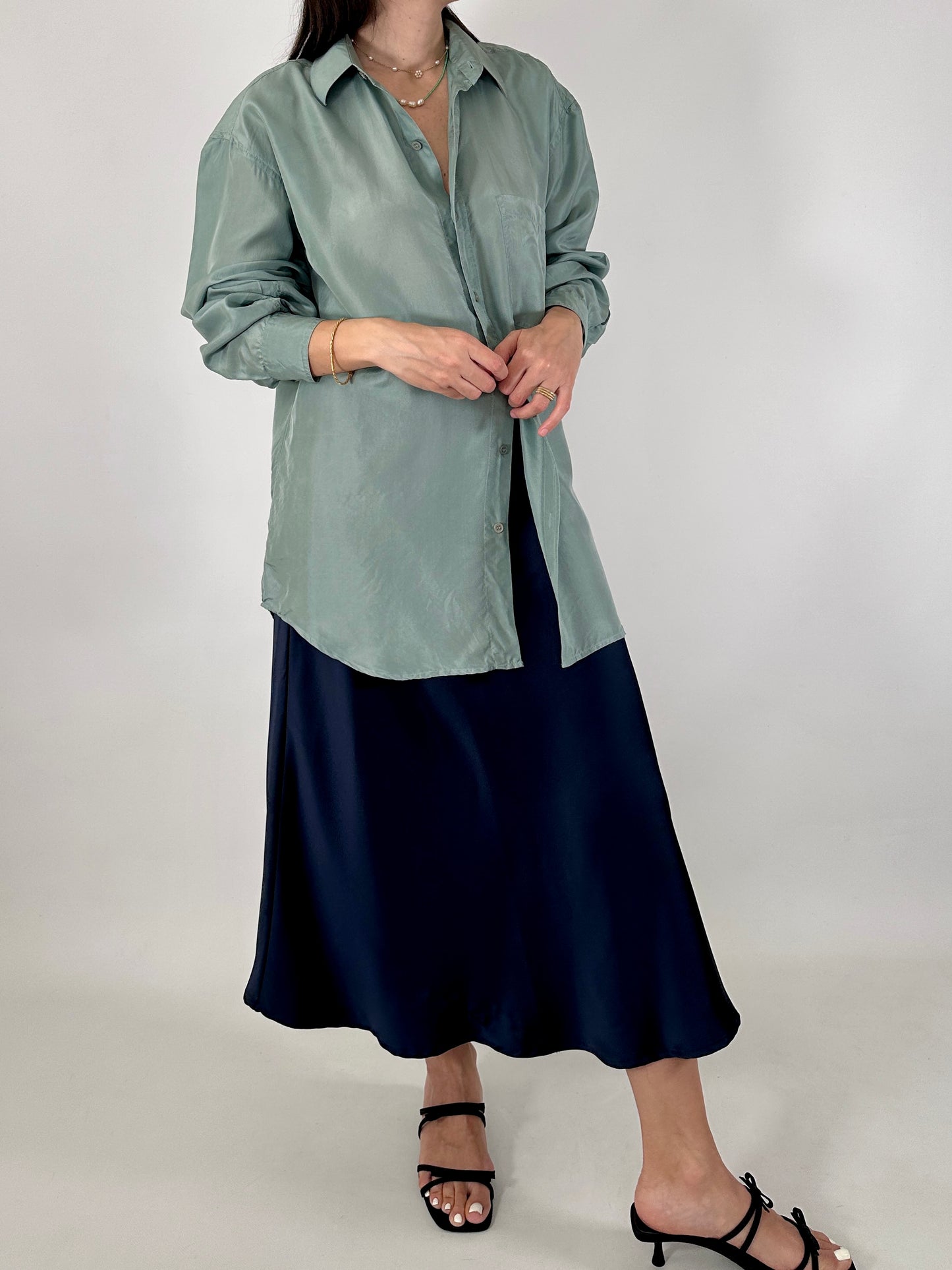 Pure silk aquamarine shirt