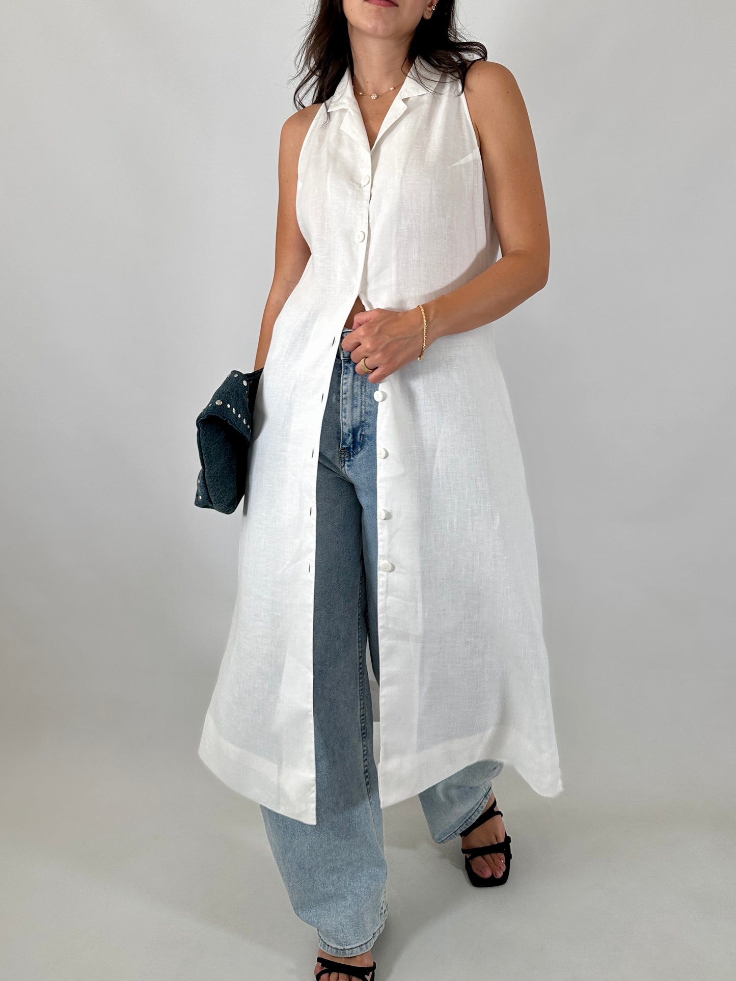 Pure linen chemisier dress