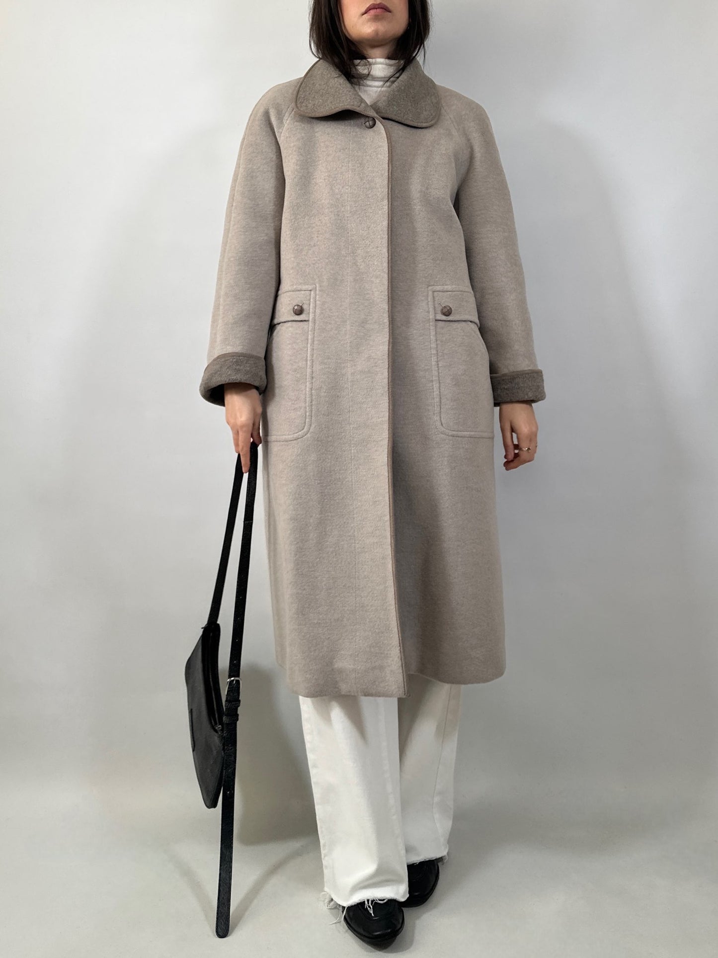 Vintage Wool & Cashmere Coat with Contrast Collar & Cuffs