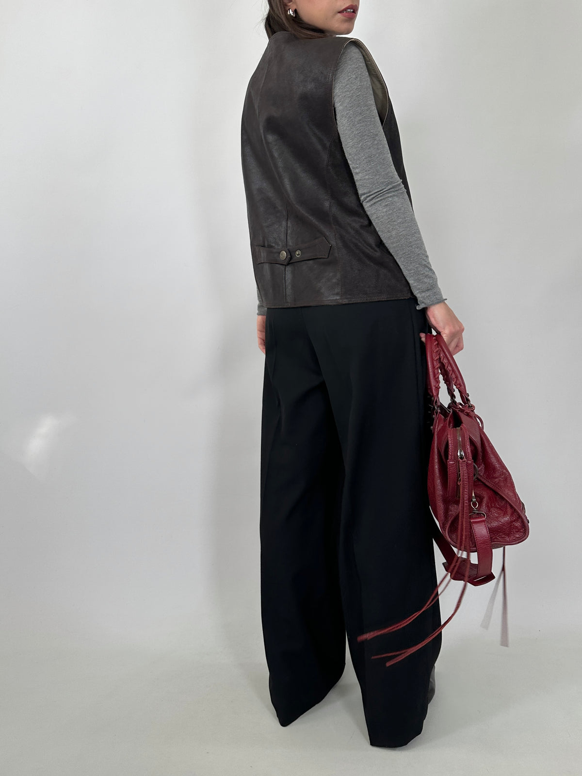 Dark Brown Crackled Leather Vest