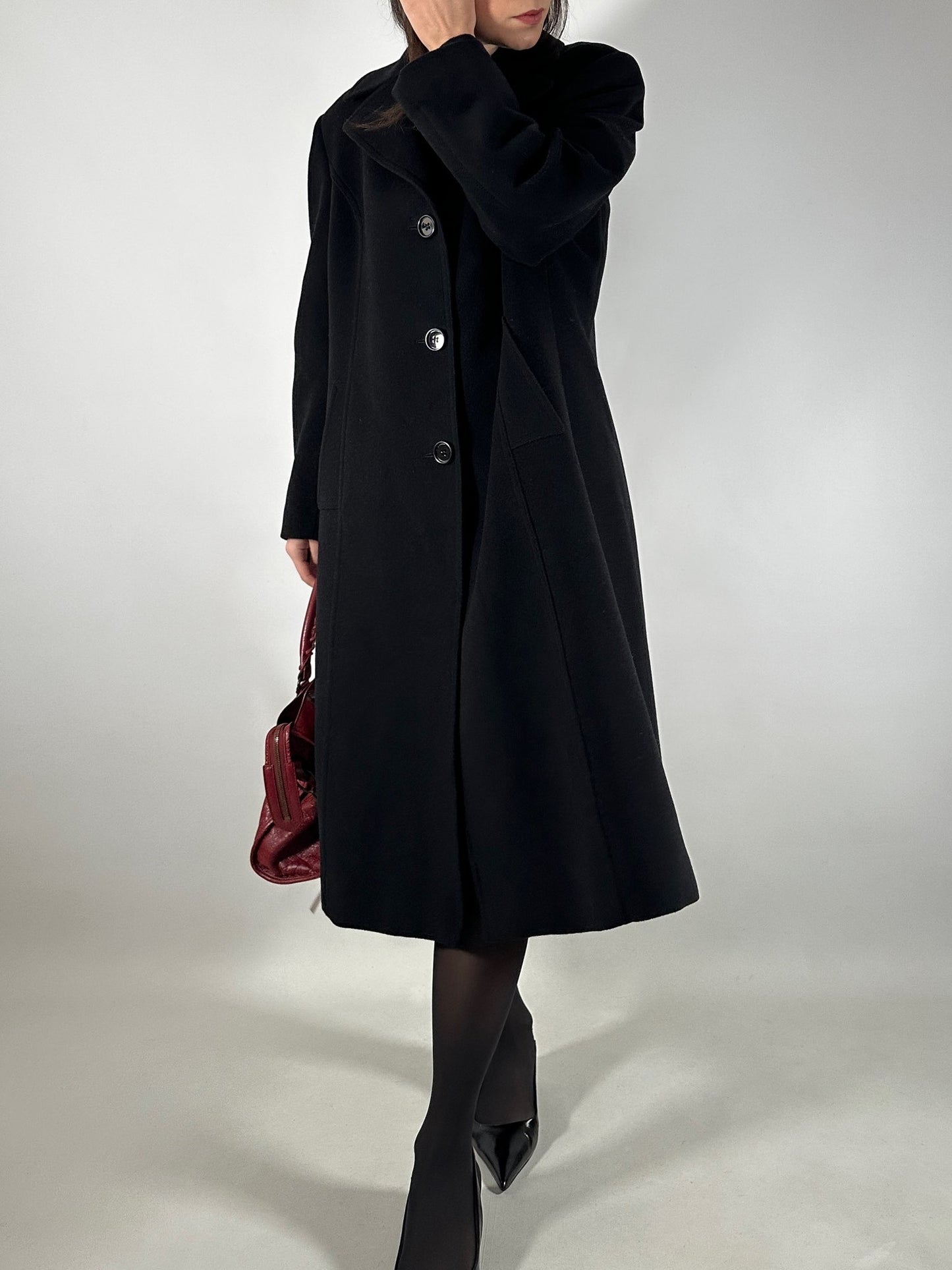 Vintage Classic Black Wool Coat