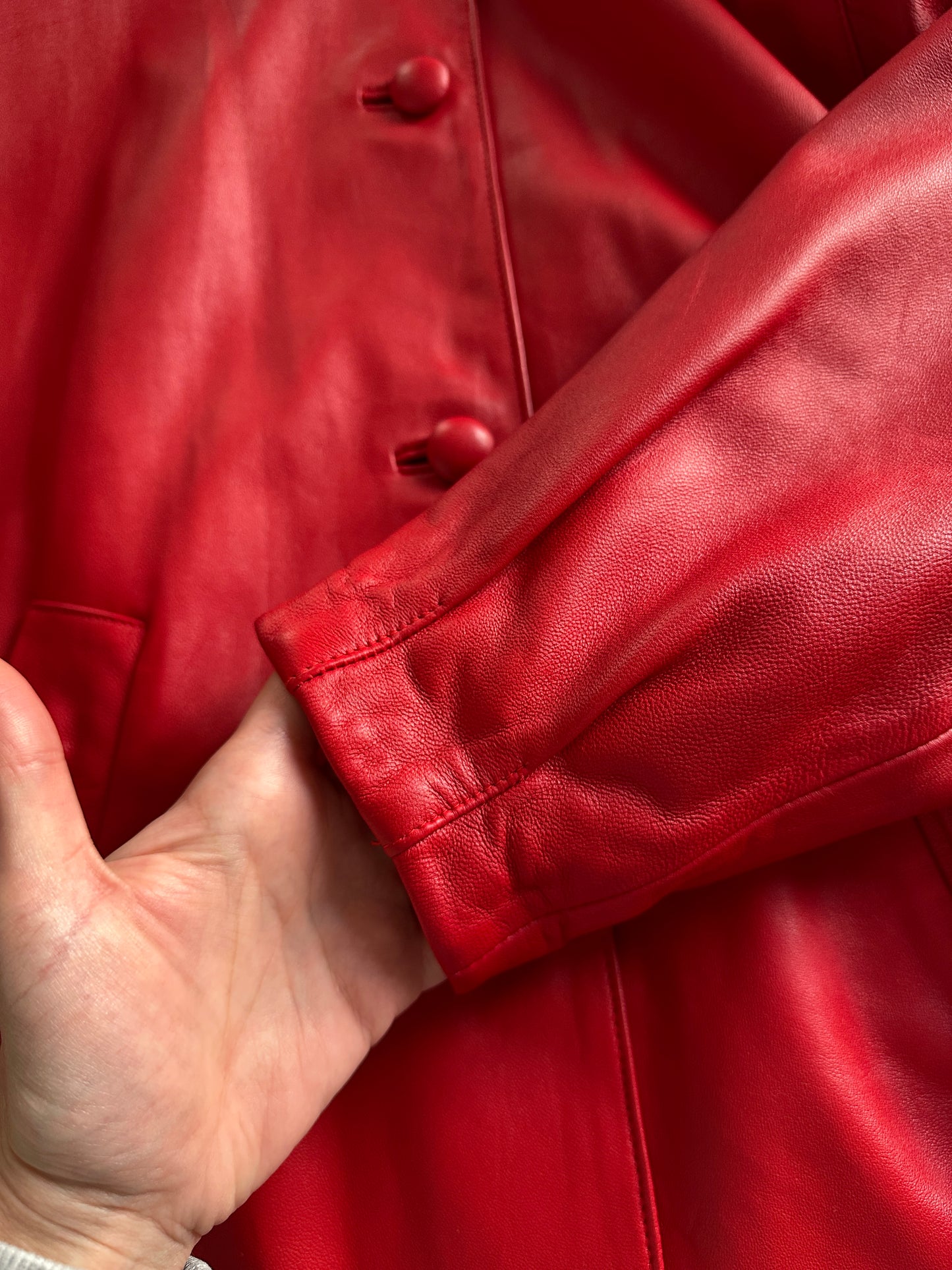 Vintage Red Leather Statement Jacket