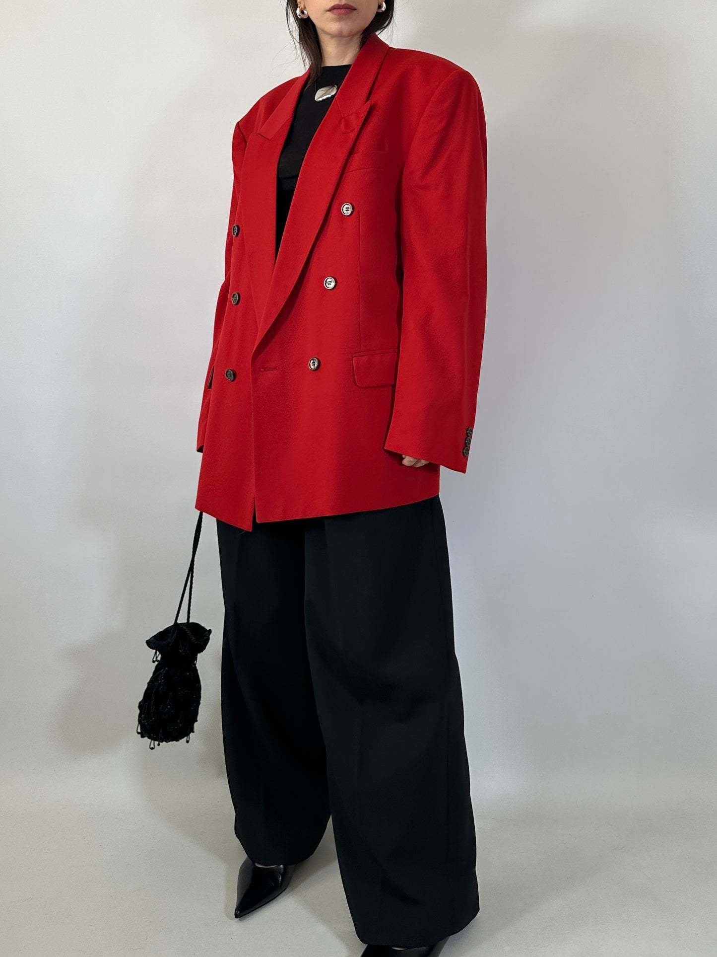 Vintage Oversize Red Wool Blazer