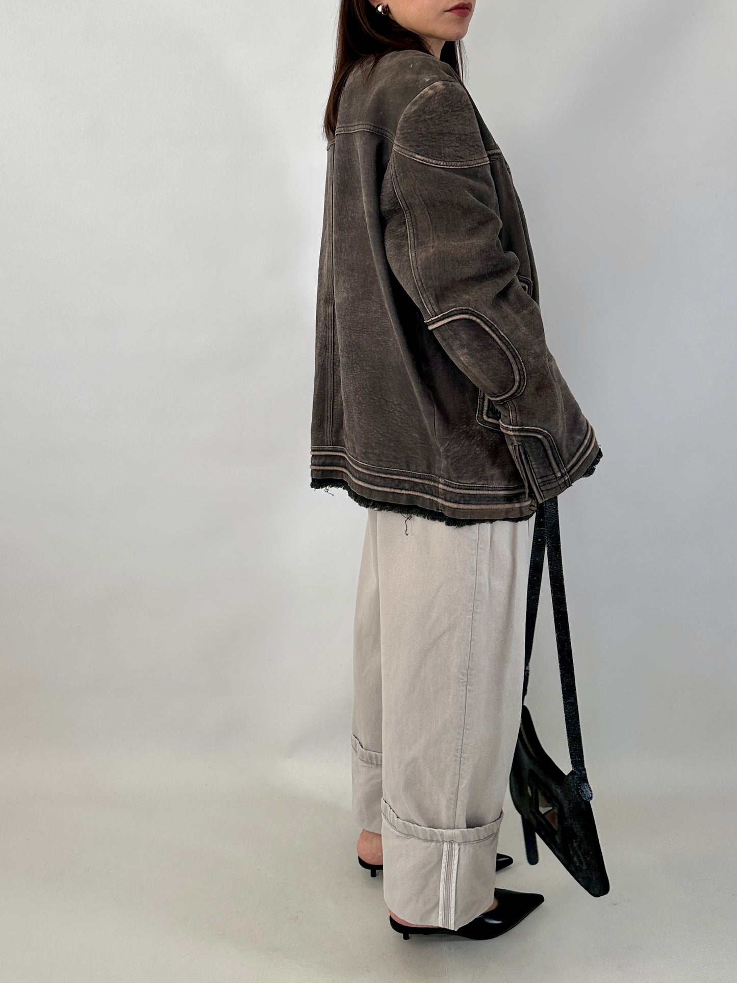 Boss distressed leather racer jacket