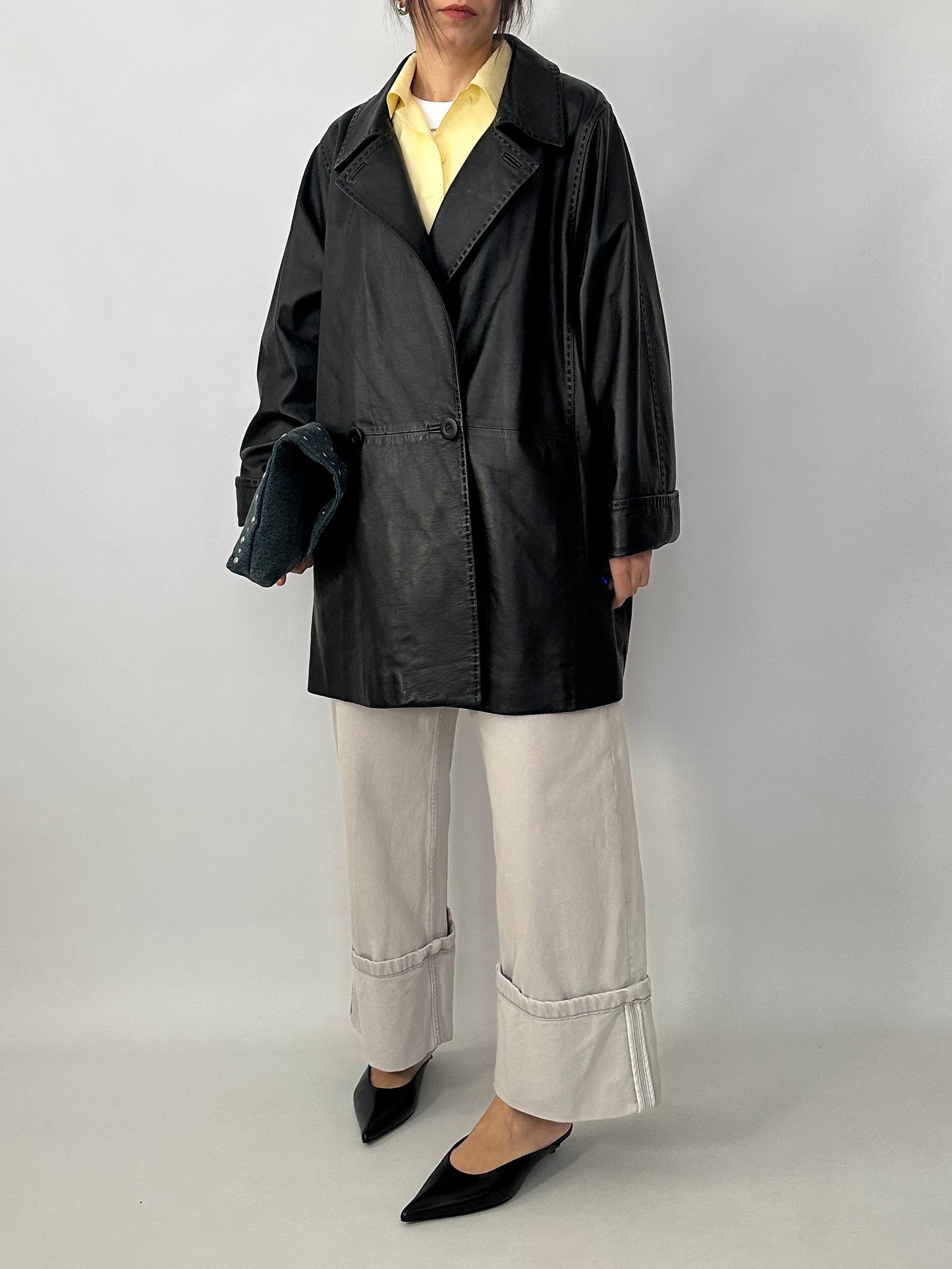 Caban in soft genuine leather