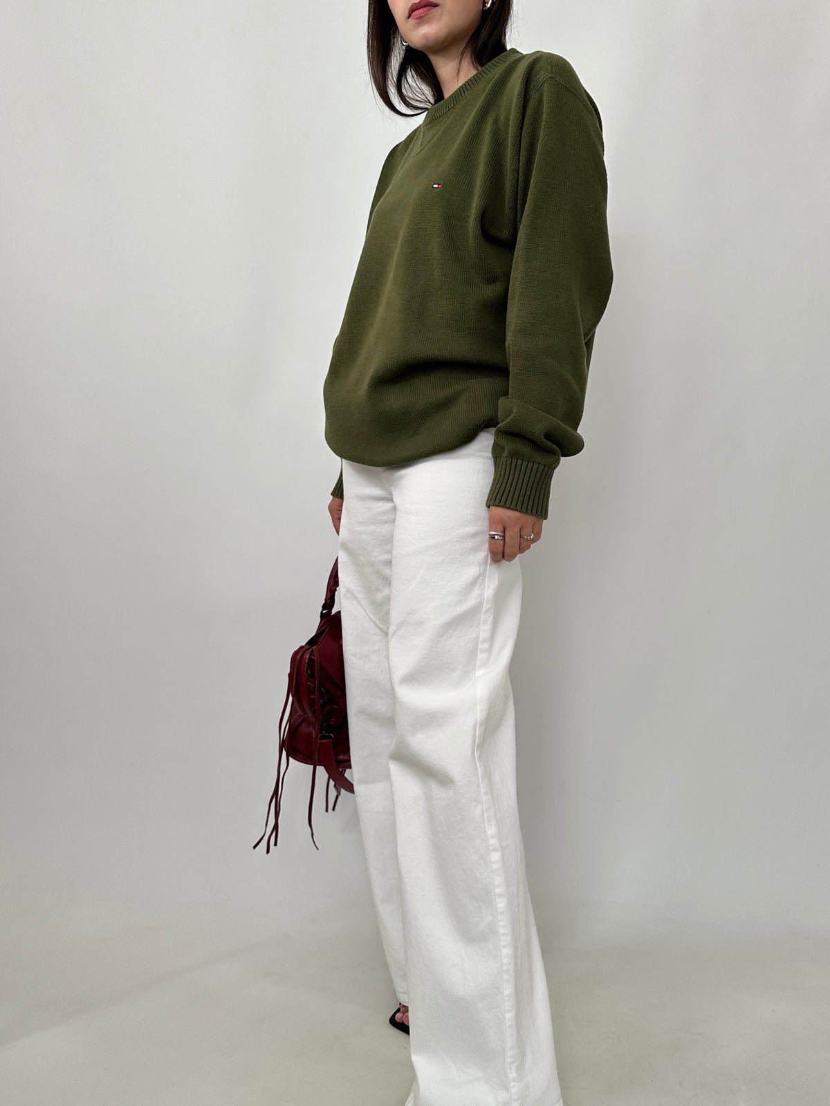 Tommy Hilfiger Olive Green 100% Cotton Sweater