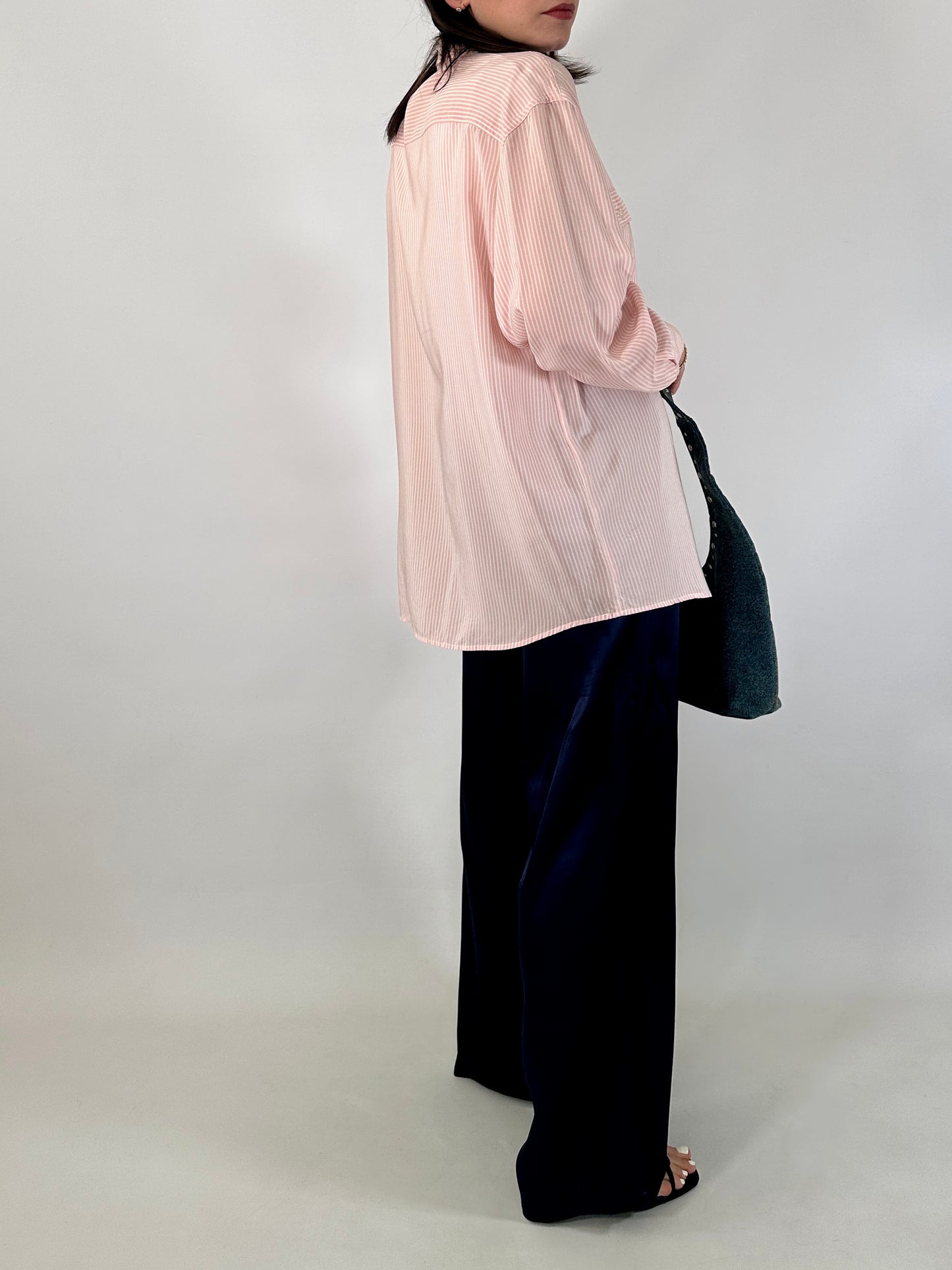 Pure silk striped pink shirt