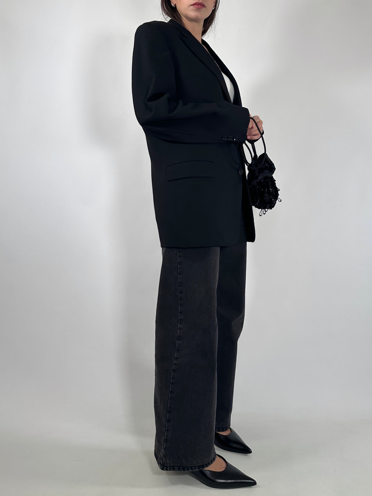 Black Wool Tailored Blazer