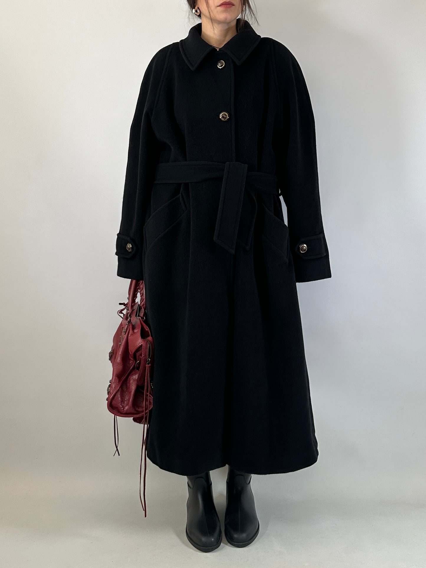Vintage belted maxi coat