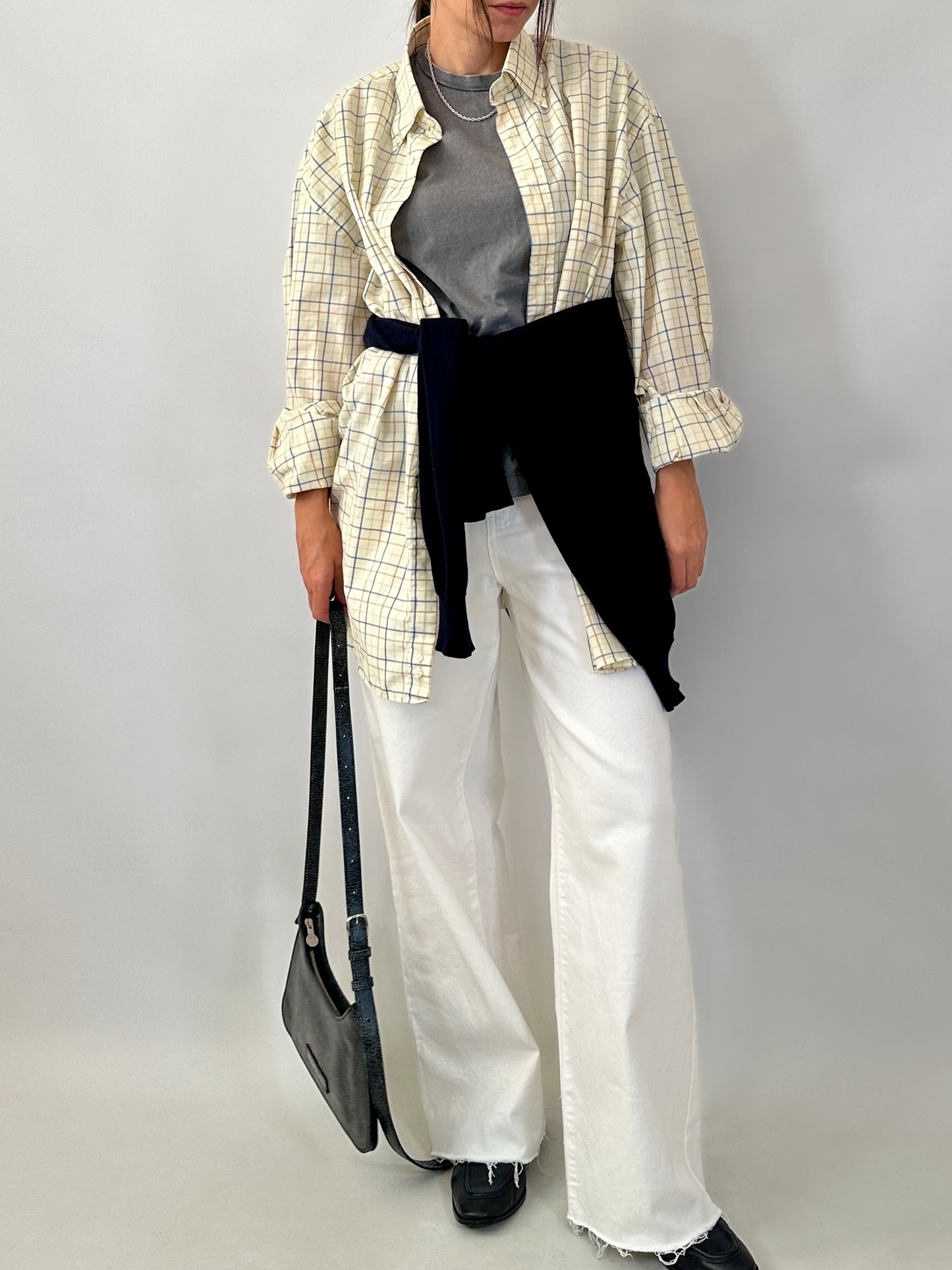 Butter yellow casual checked shirt