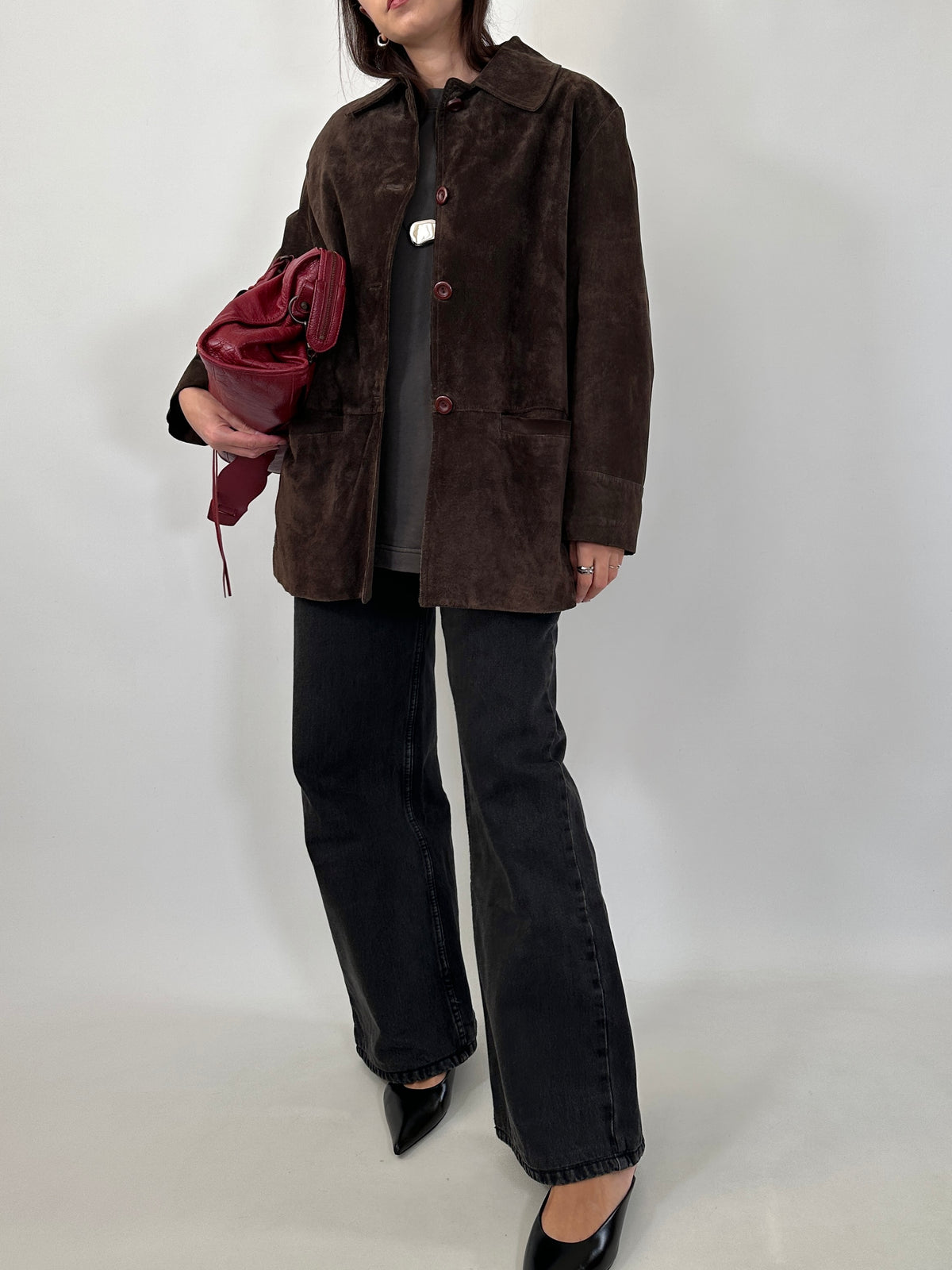 Vintage Dark Brown Suede Jacket