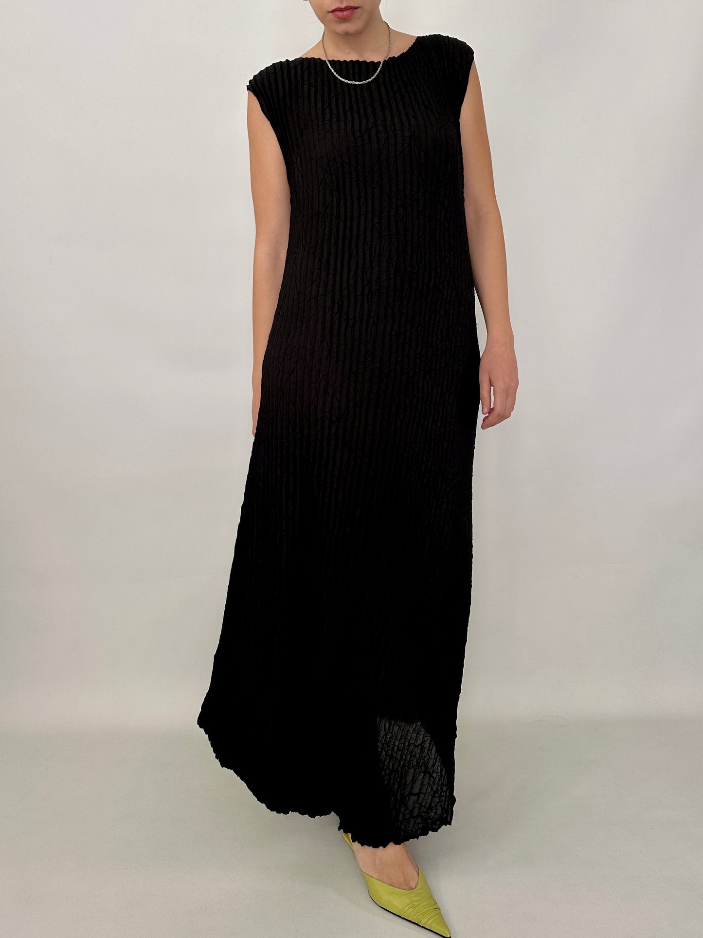 Black crinkled maxi dress
