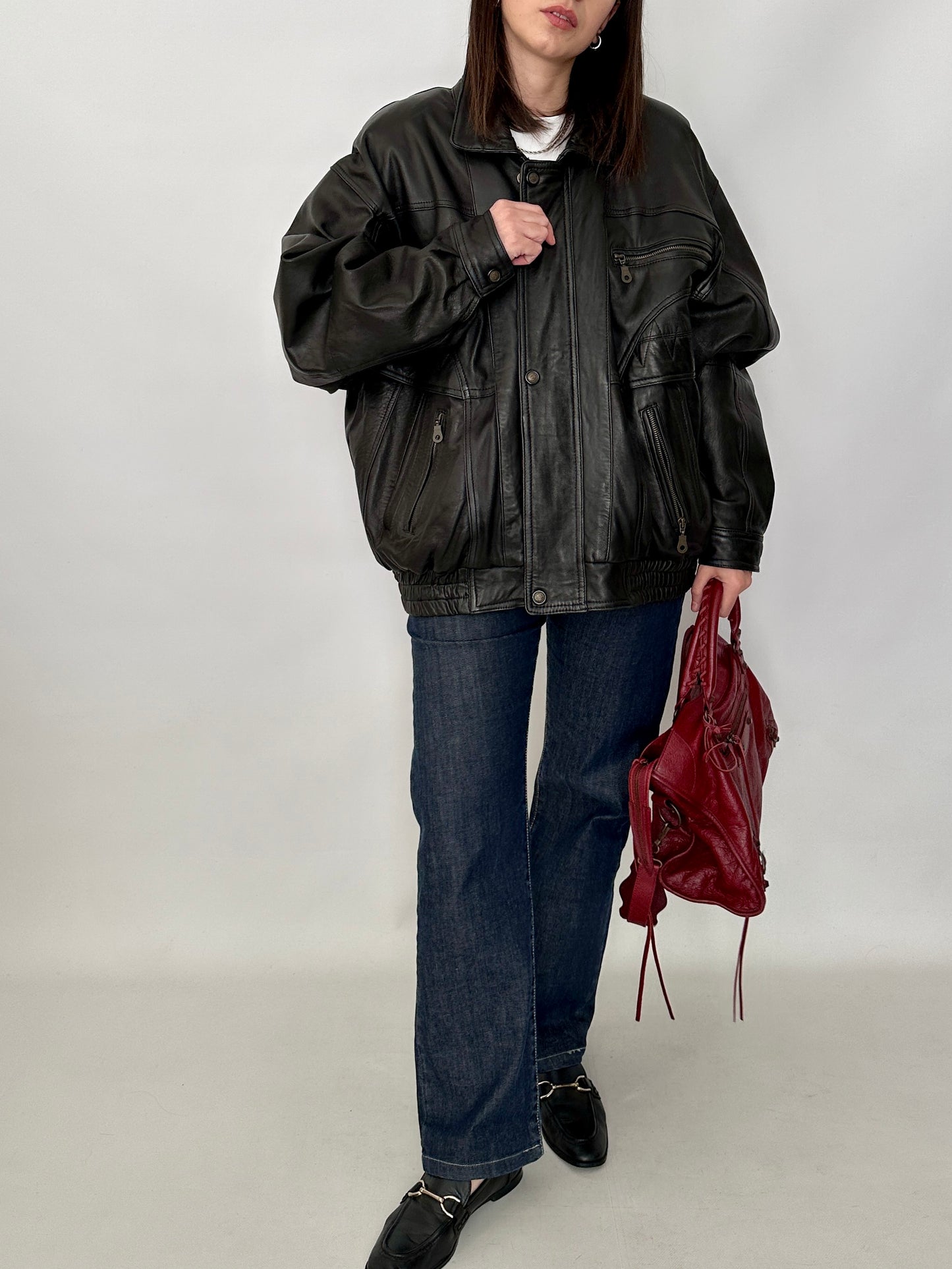 Vintage bomber jacket in lamb nappa