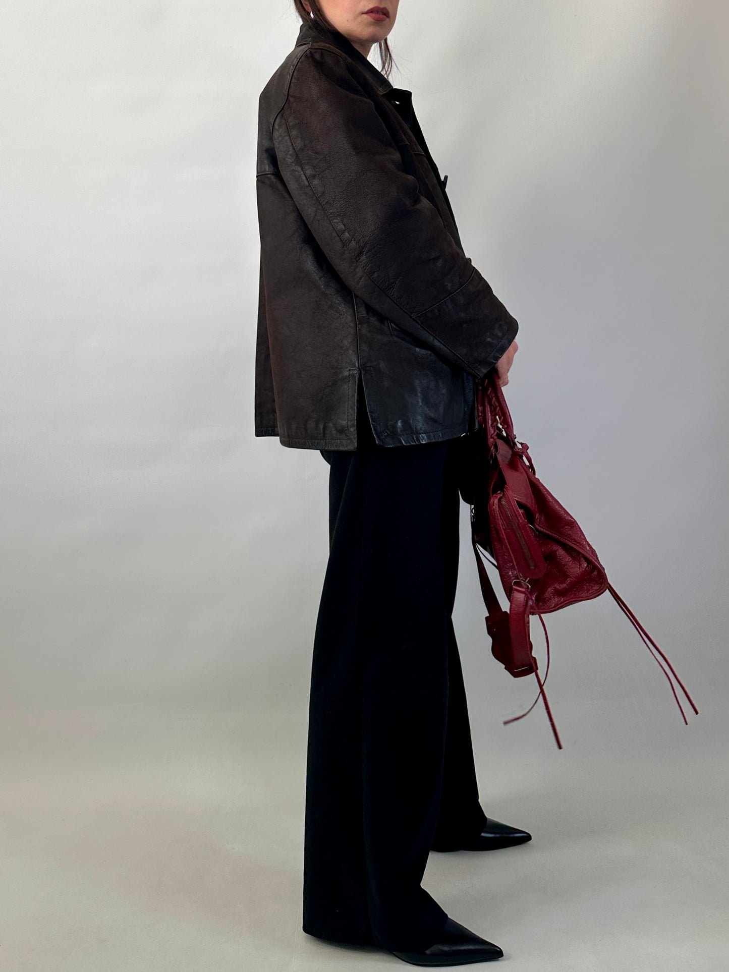 Nubuck leather car coat