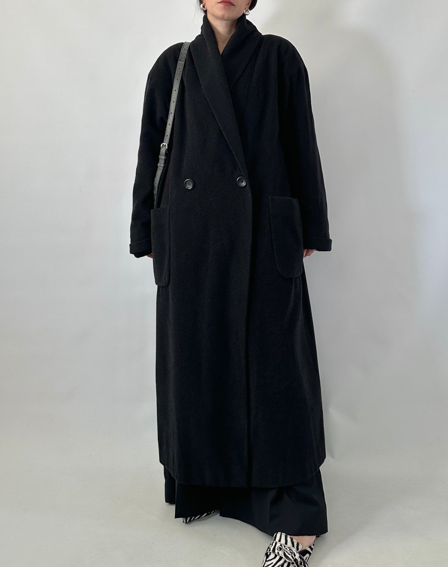 Vintage wool and cashmere coat with shawl collar
