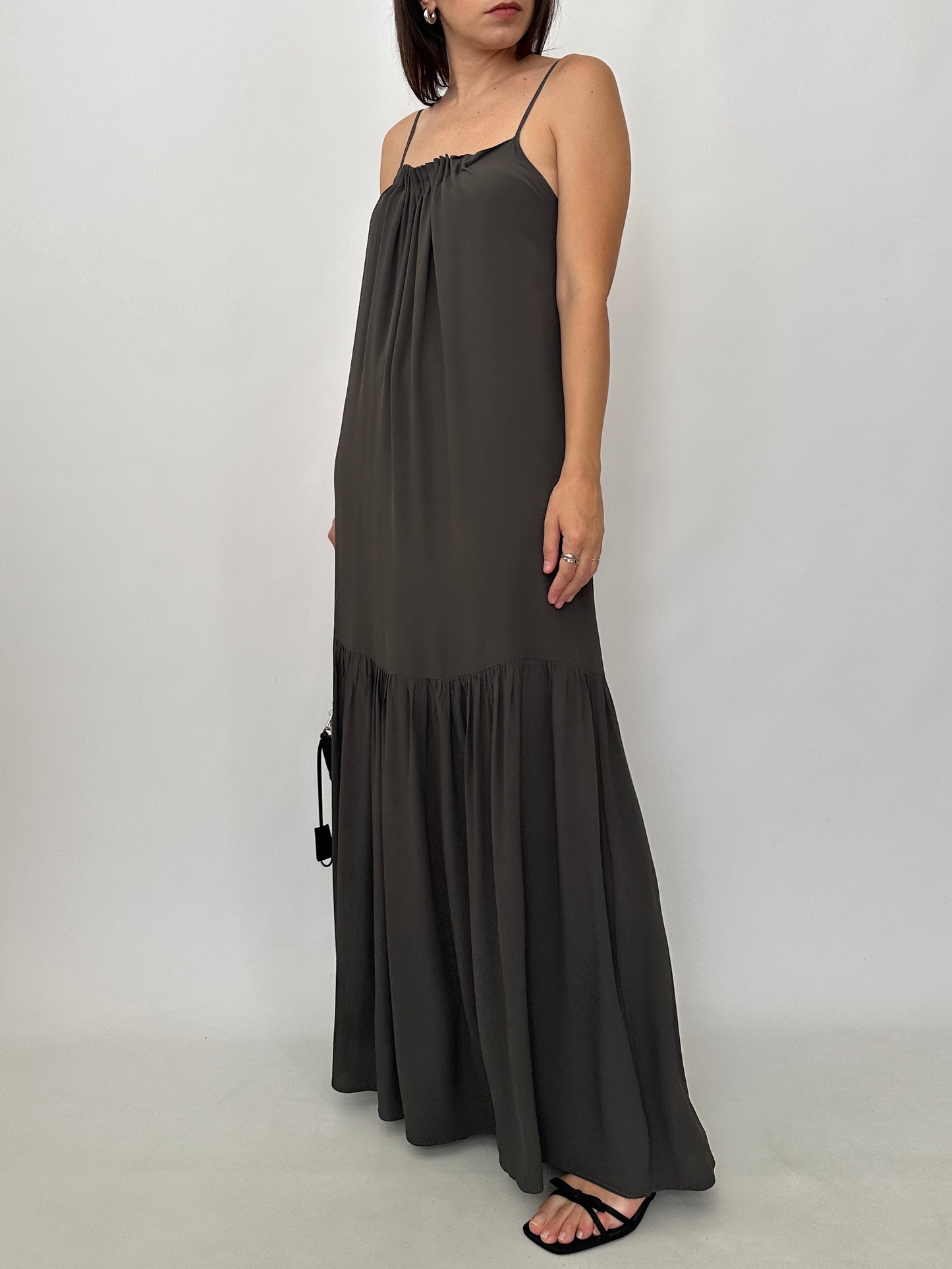Draped Silk Blend Maxi Dress